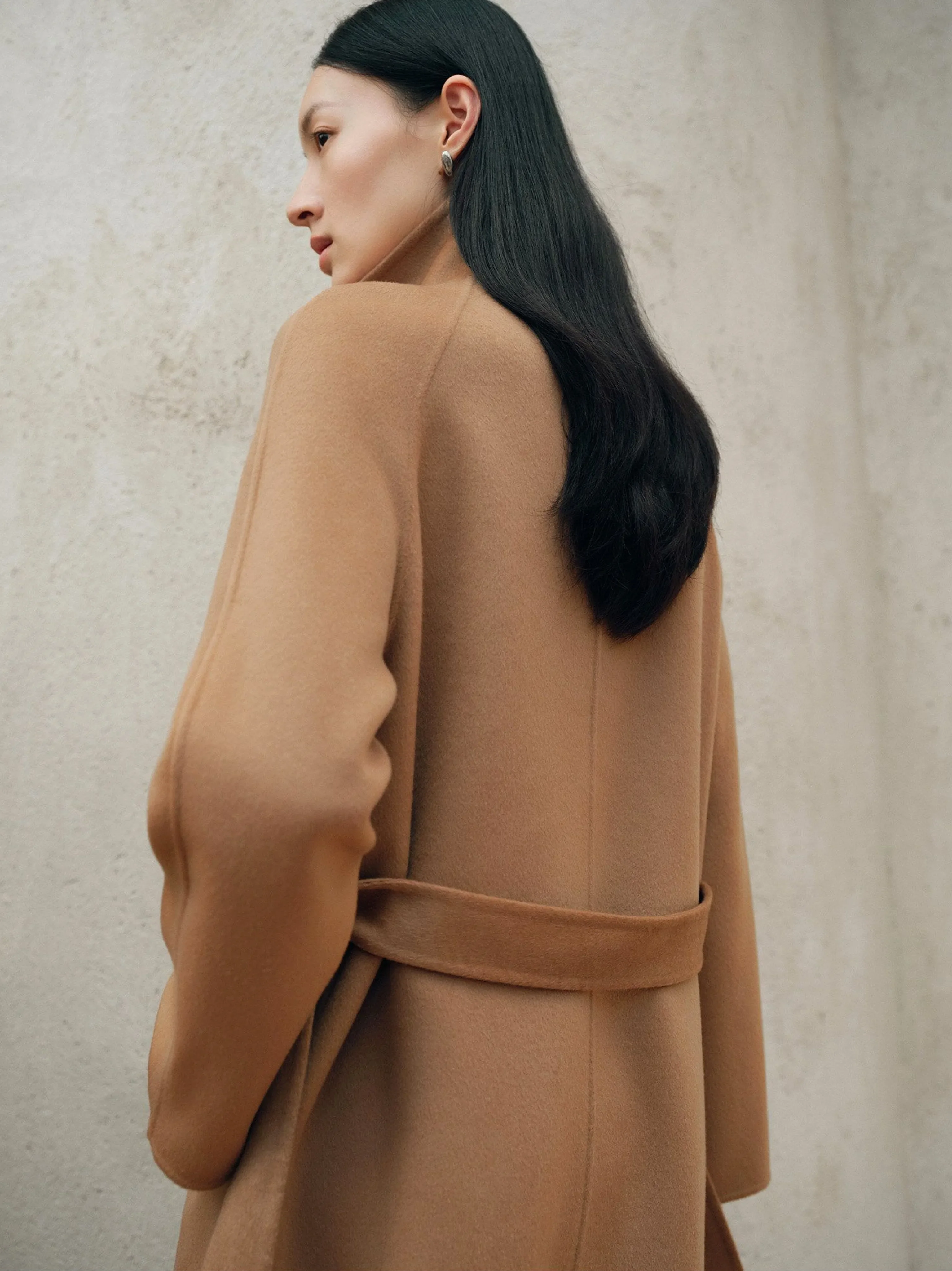 Stand-Collar Belted Cashmere Coat - Image 3