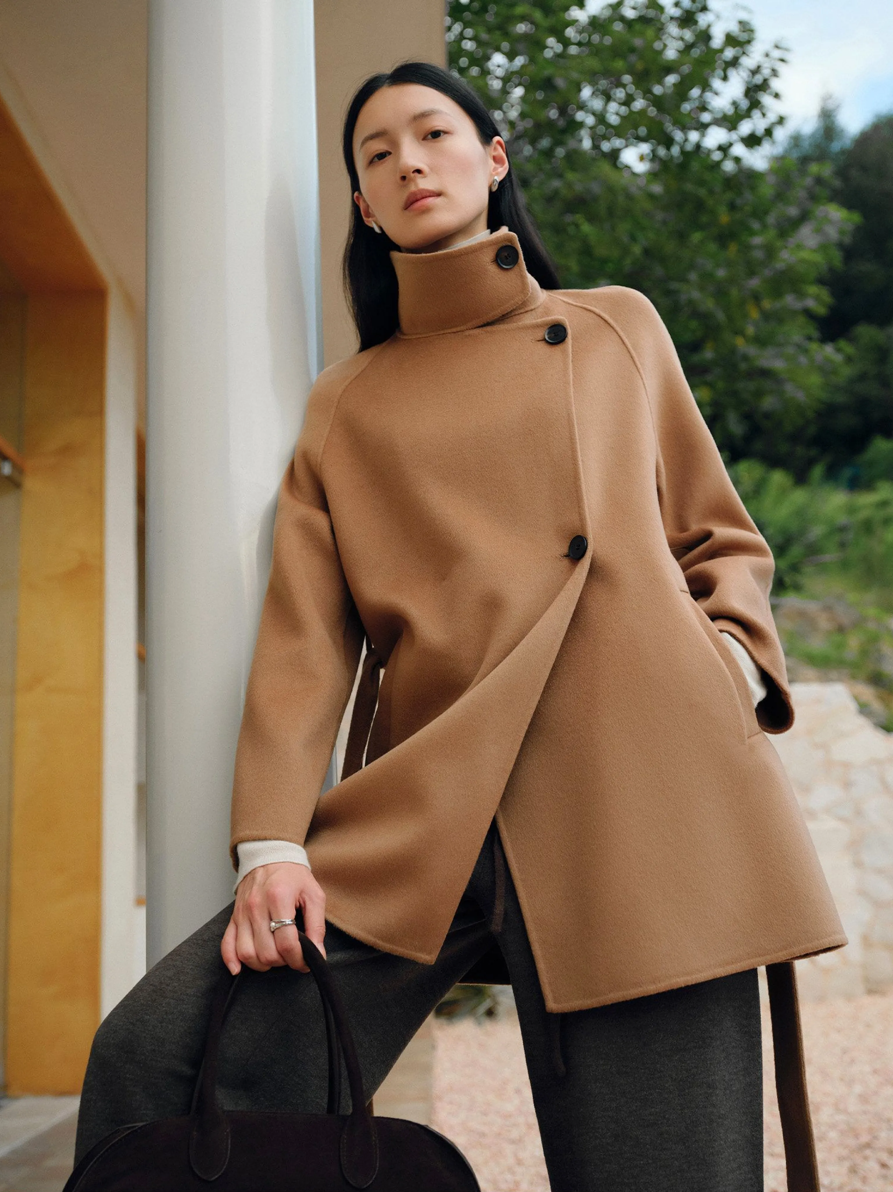 Stand-Collar Belted Cashmere Coat - Image 5