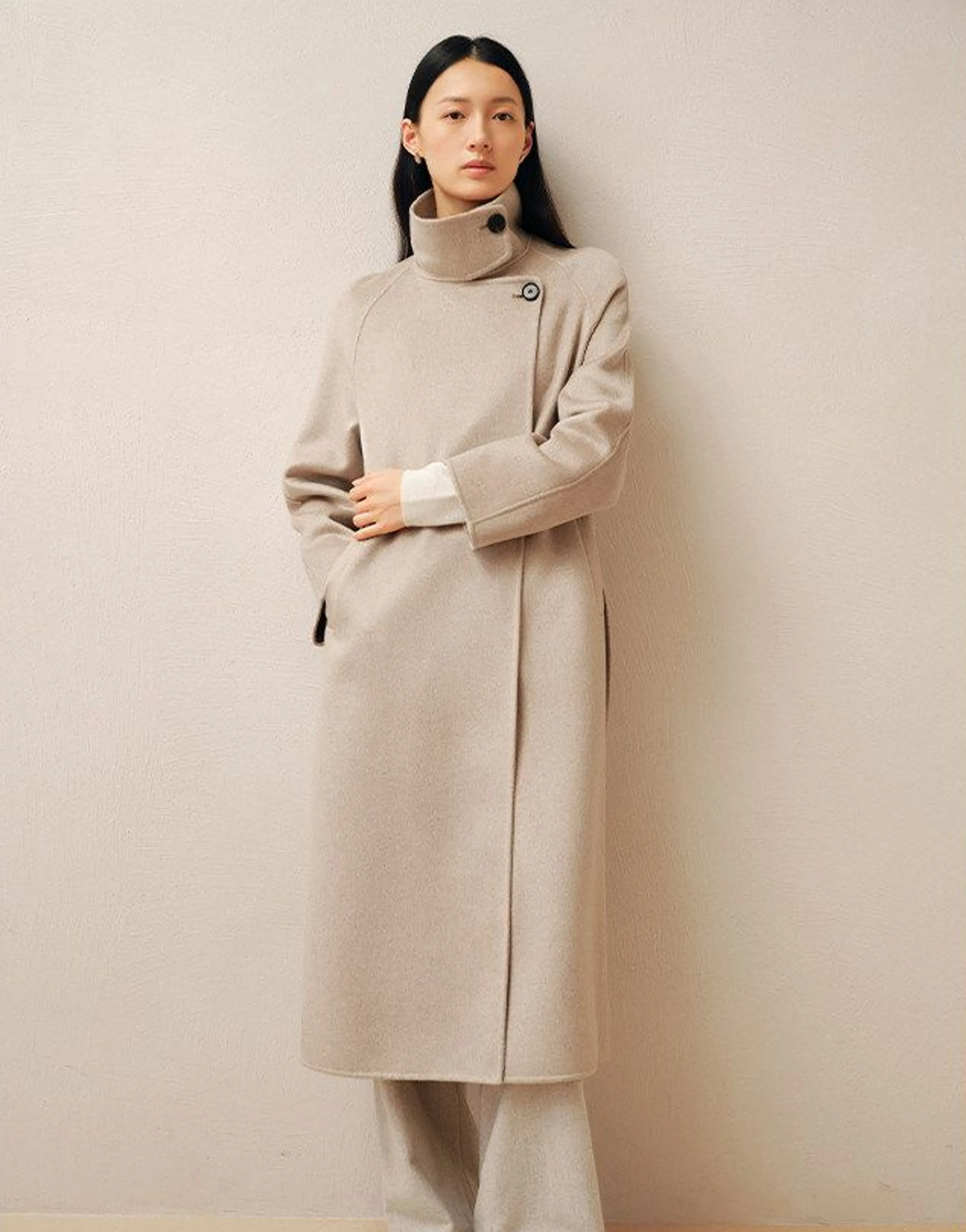 Stand-Collar Belted Cashmere Coat - Image 3