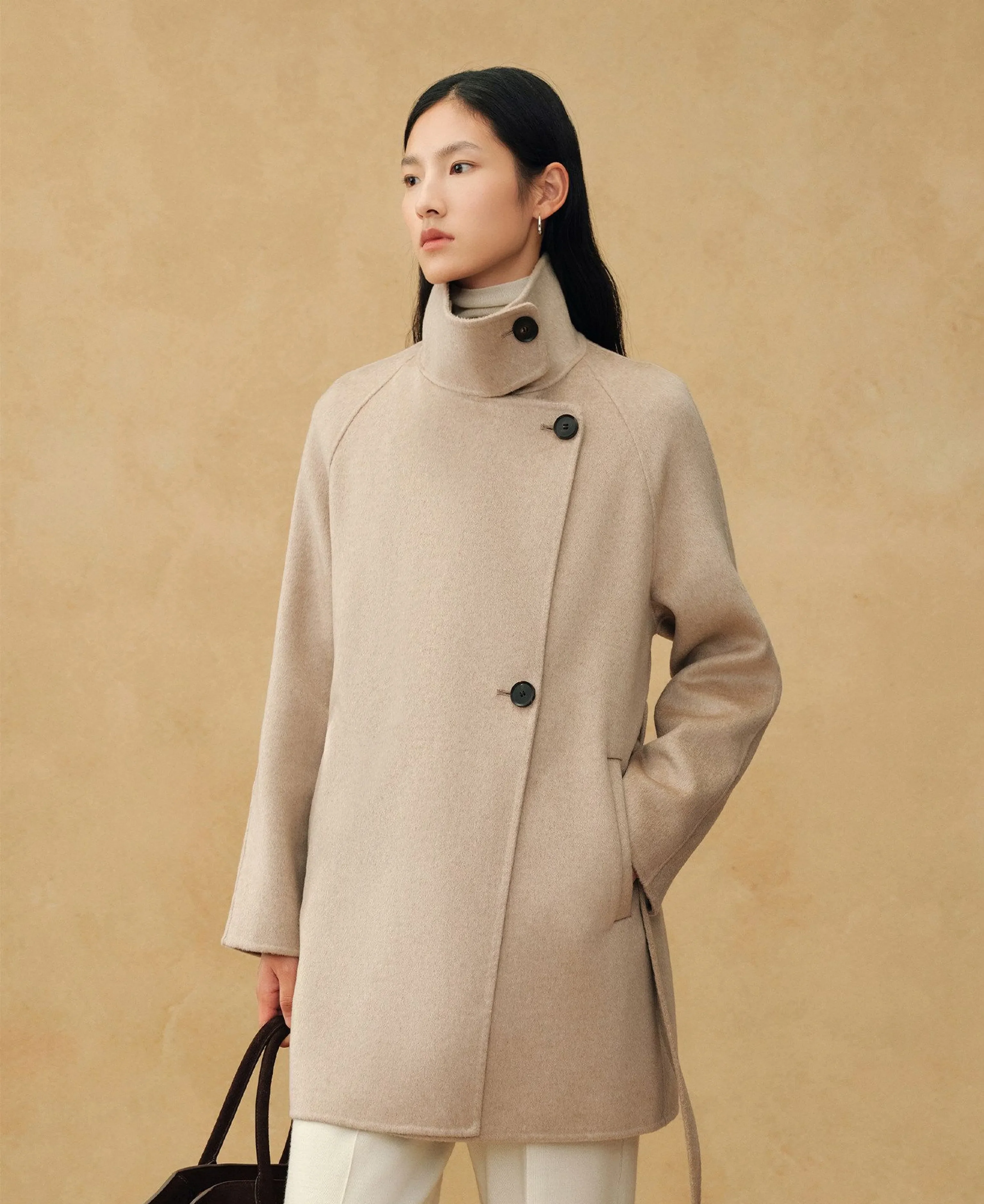 Stand-Collar Belted Cashmere Coat - Image 4
