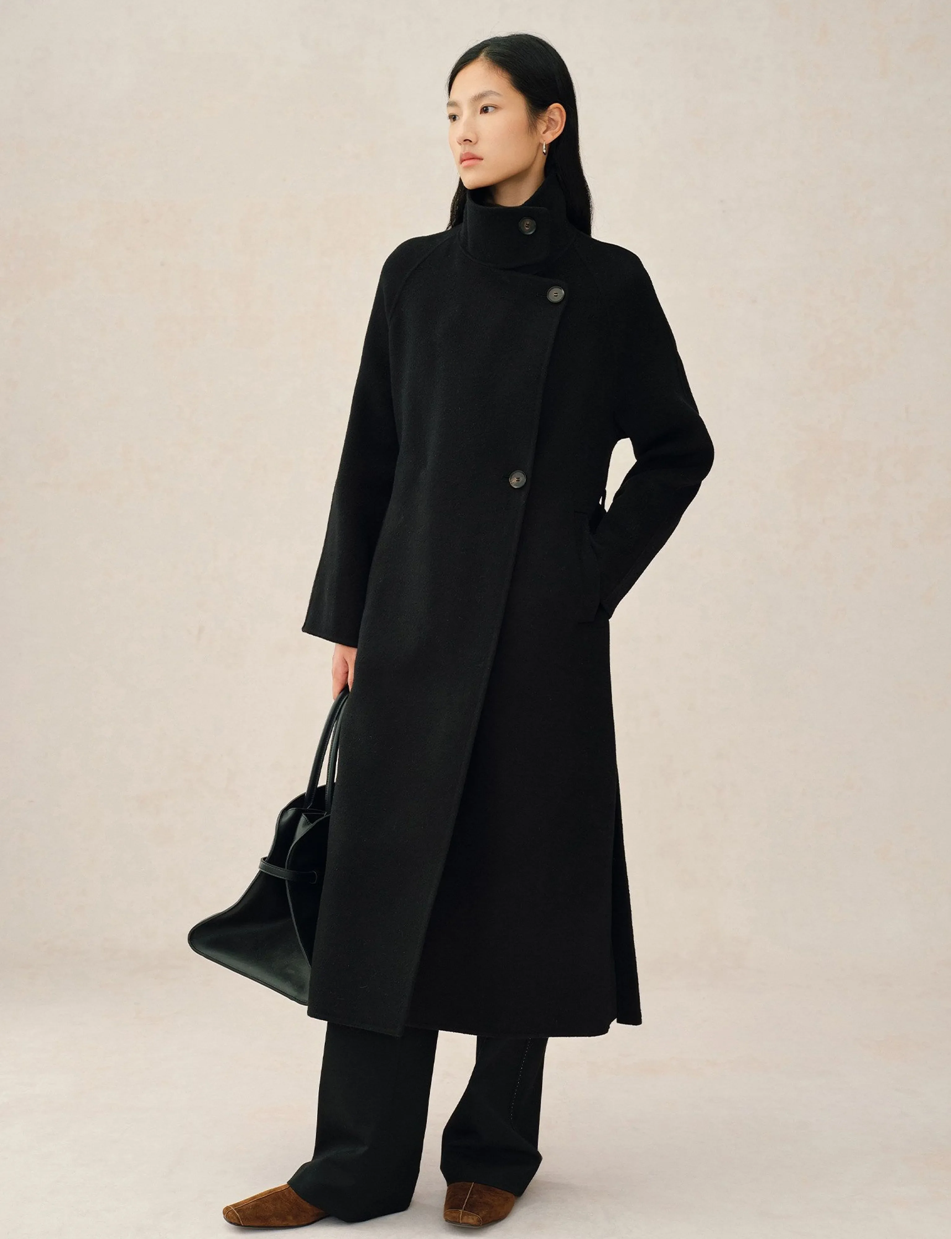 Stand-Collar Belted Cashmere Coat - Image 5