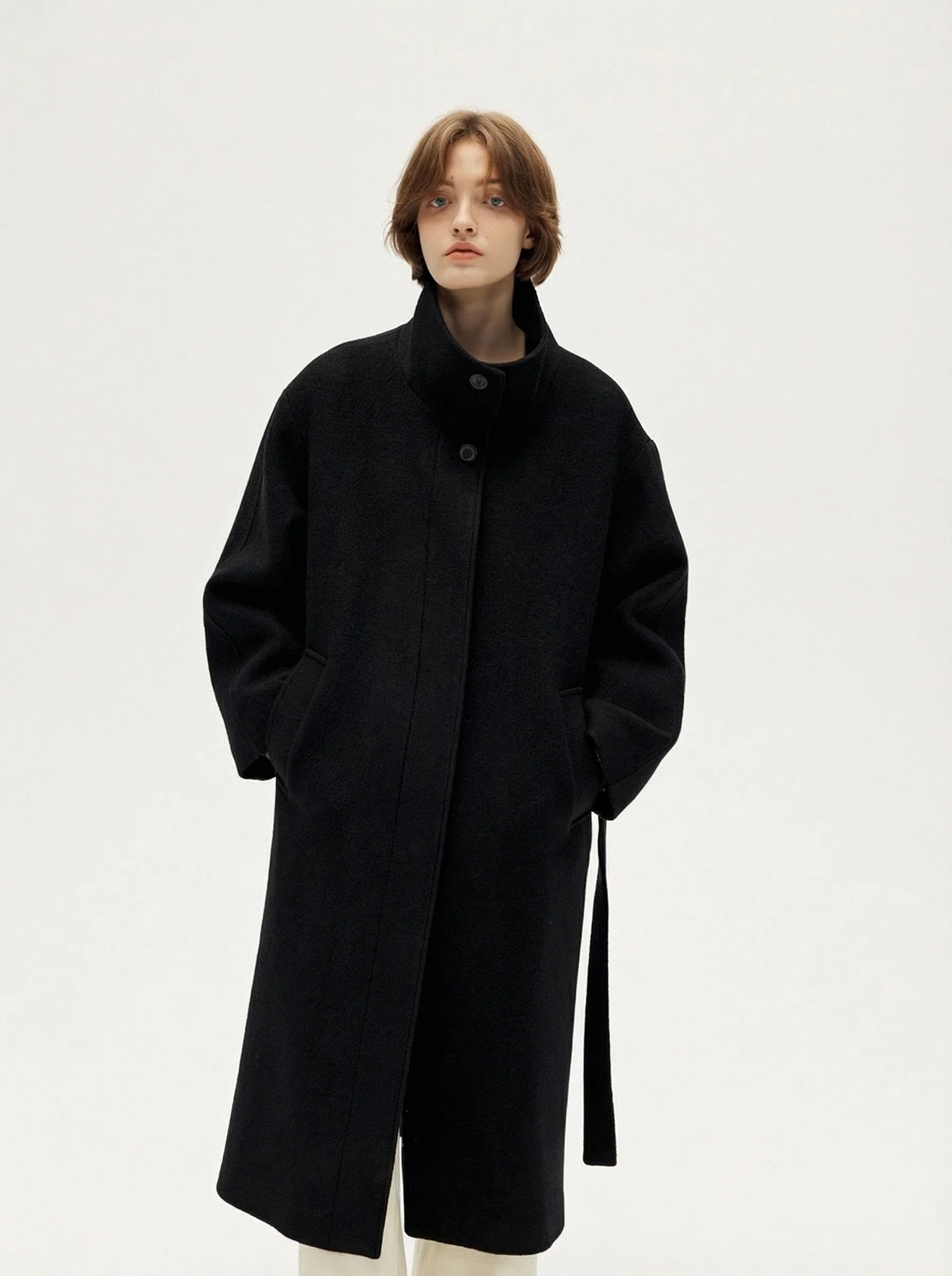 Stand Collar Belted Coat - Image 3