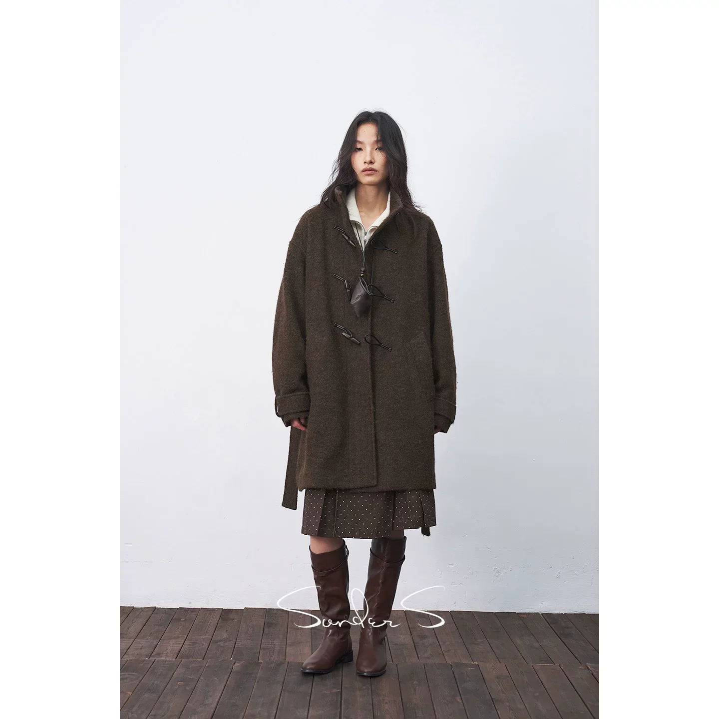 Stand-Collar Bouclé Duffle Coat - Image 5