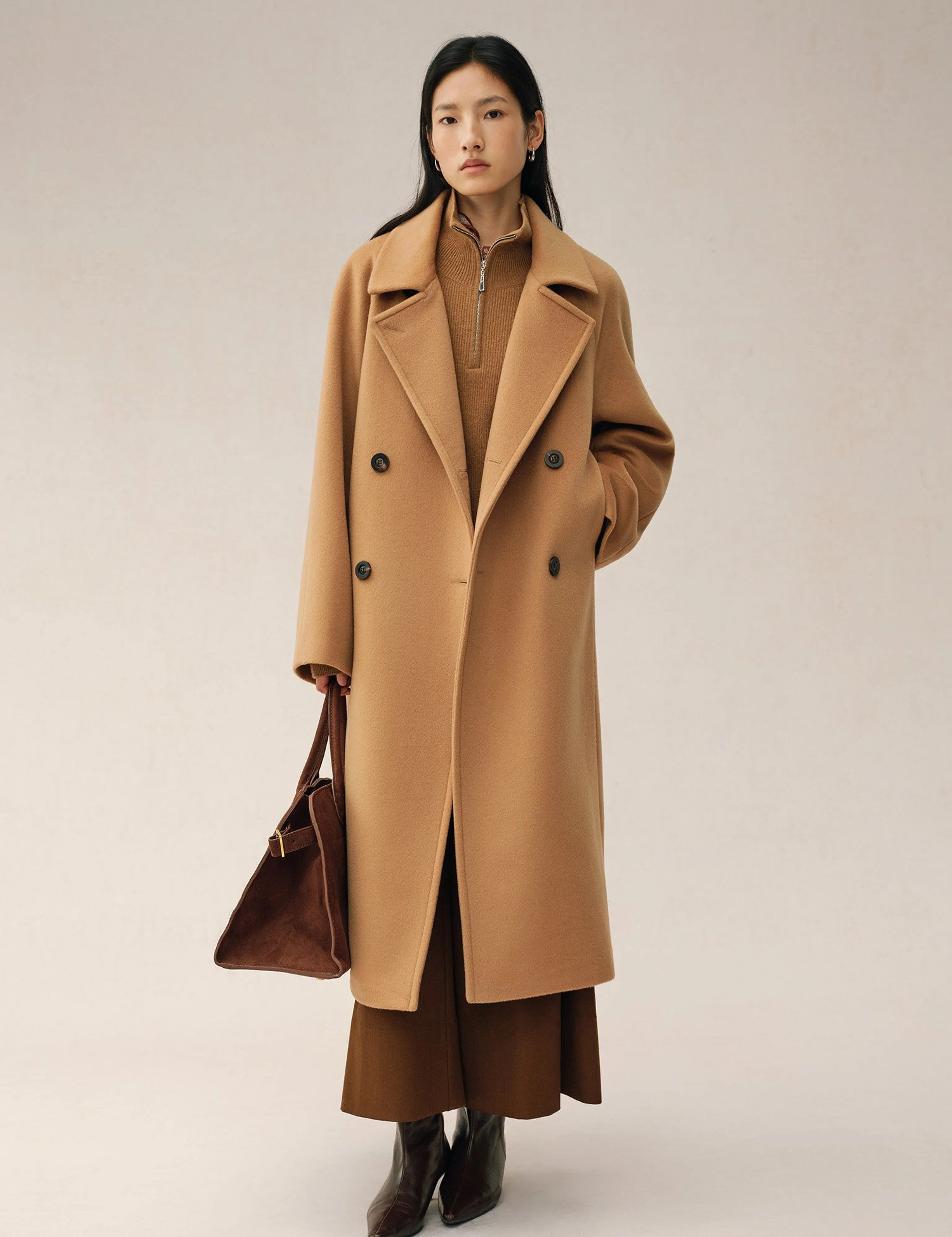 Stand Collar Cashmere Blend Coat