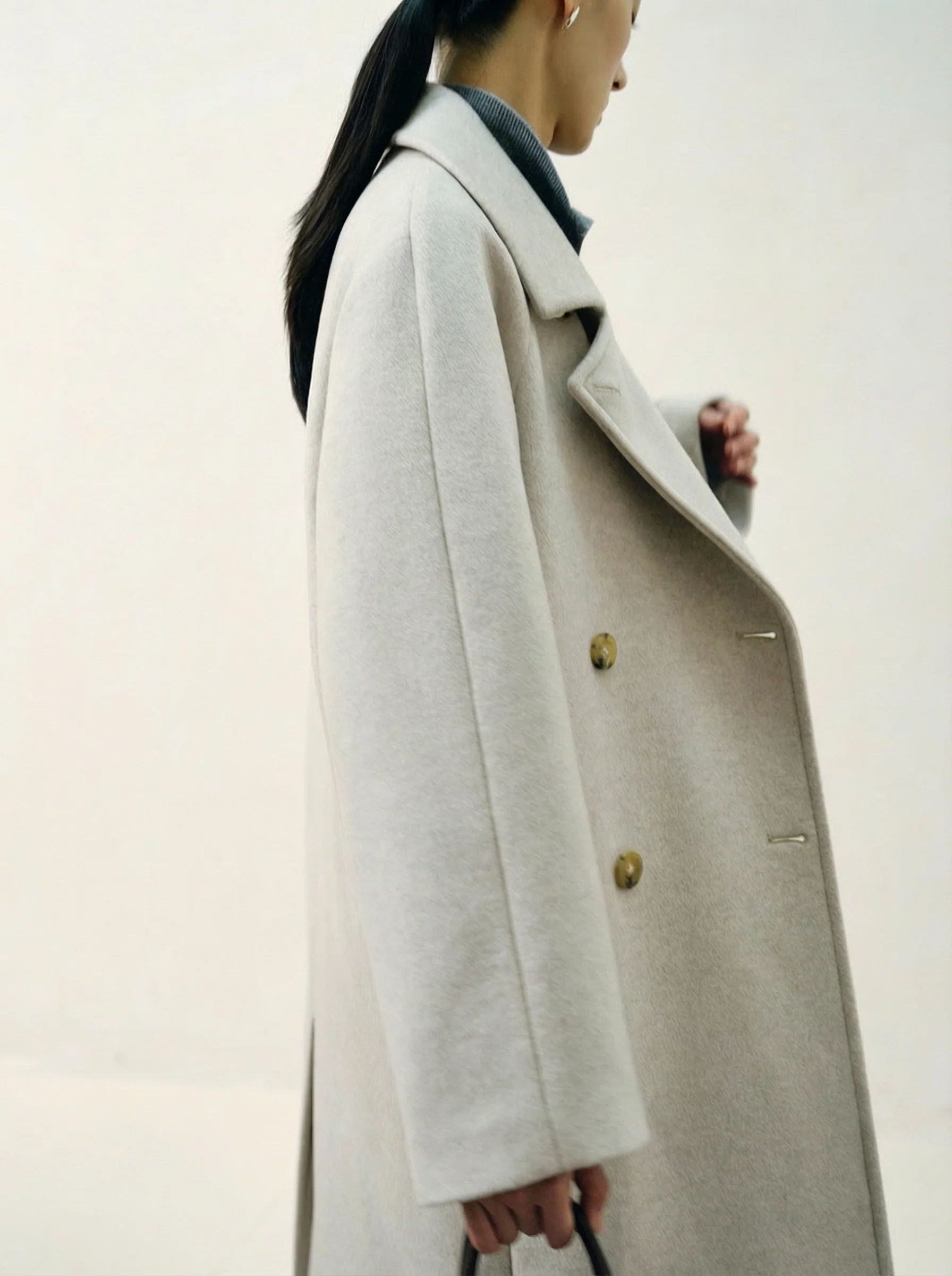 Stand Collar Cashmere Blend Coat - Image 2