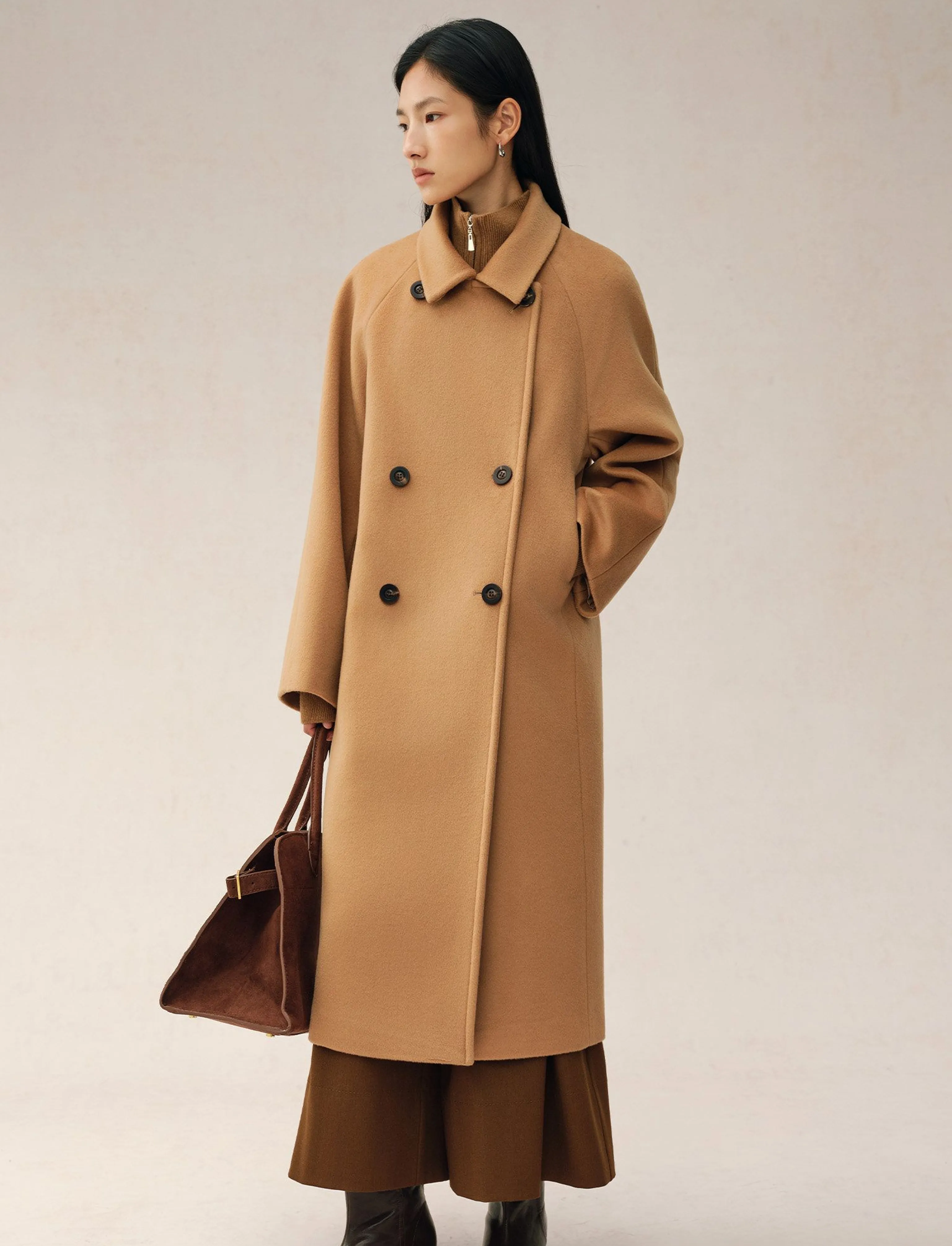 Stand Collar Cashmere Blend Coat - Image 4
