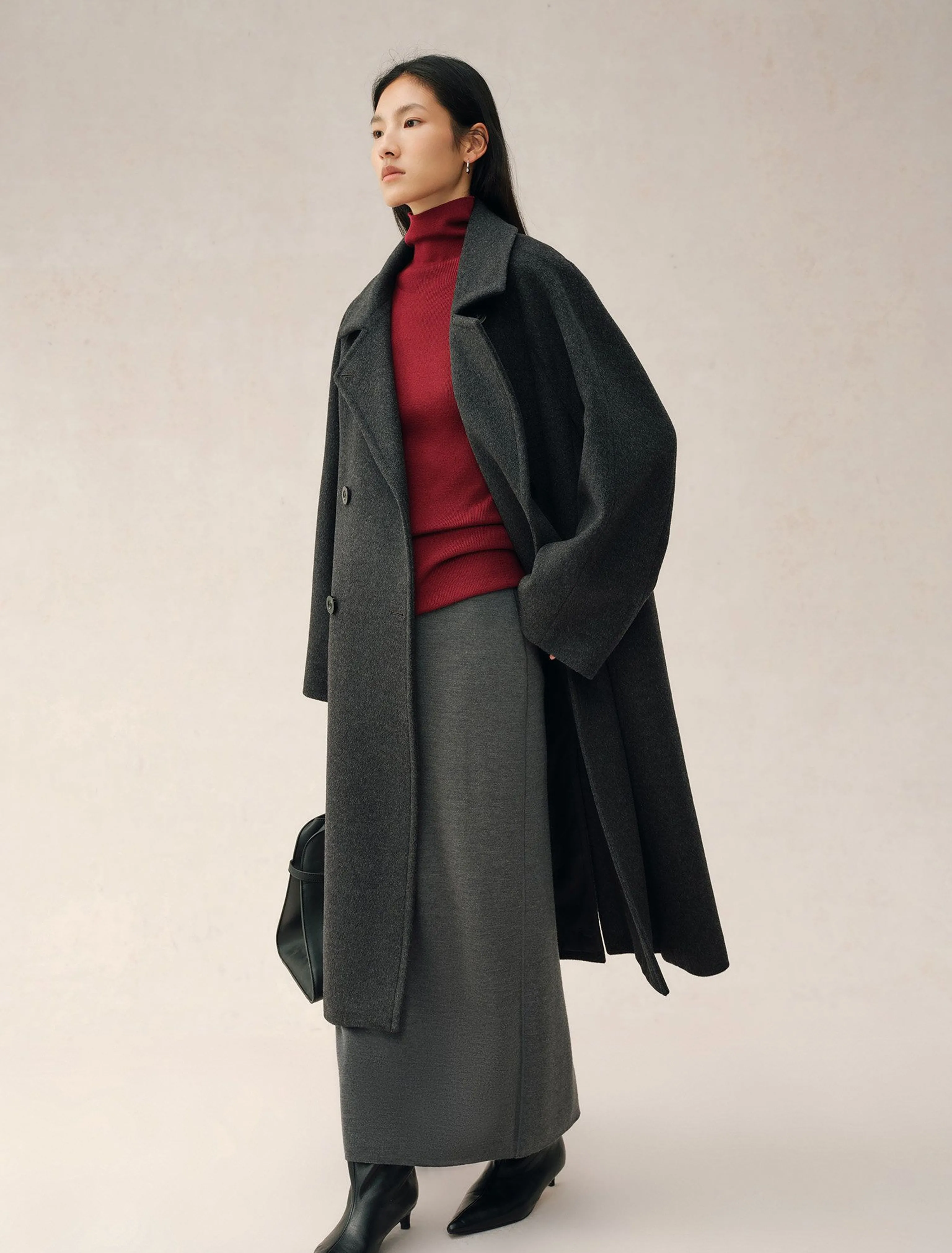 Stand Collar Cashmere Blend Coat - Image 5