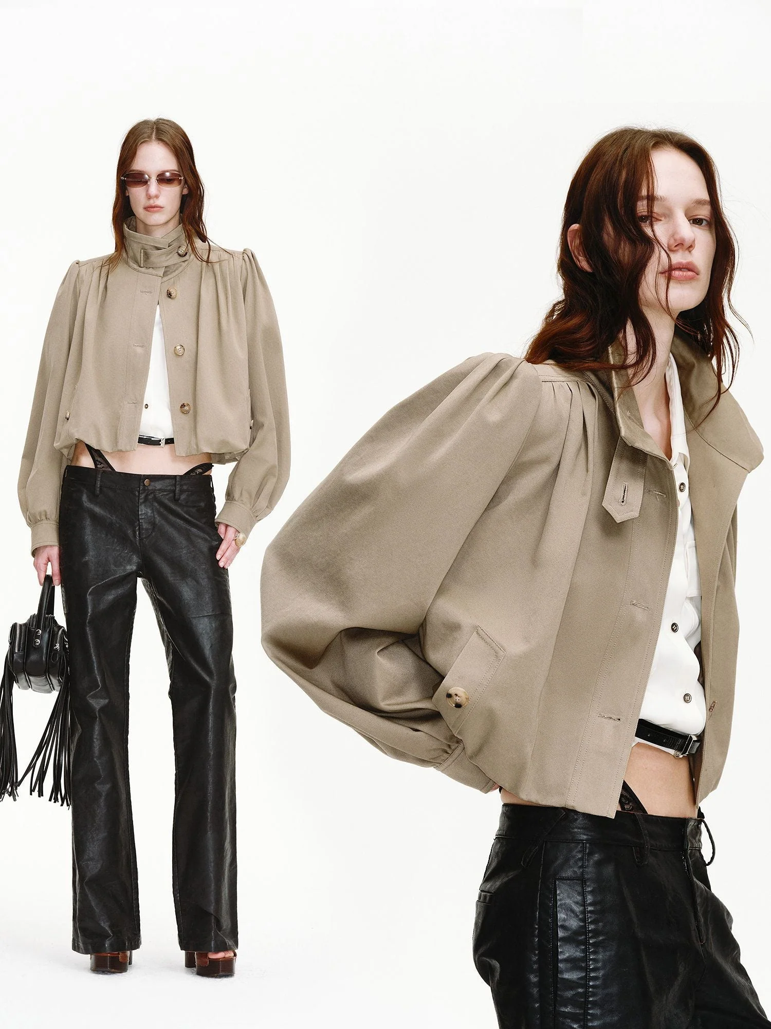 Stand-Collar Cropped Jacket