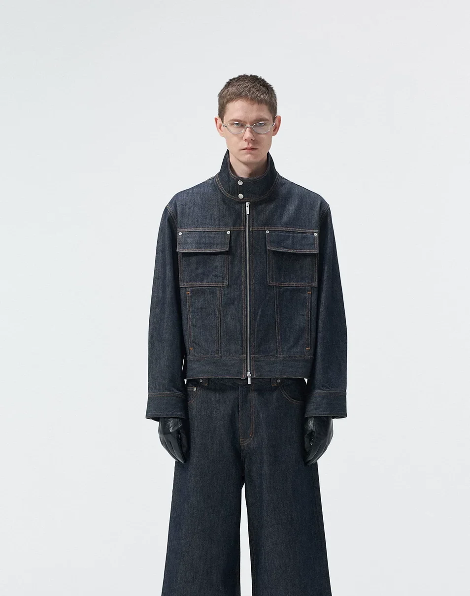 Stand Collar Denim Jacket
