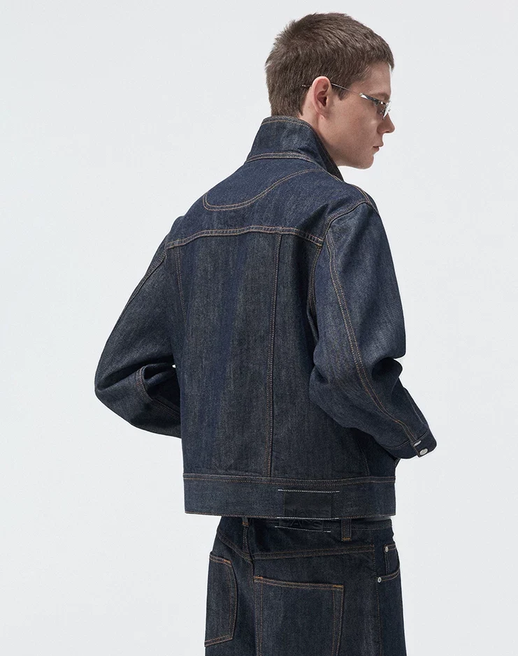 Stand Collar Denim Jacket - Image 2