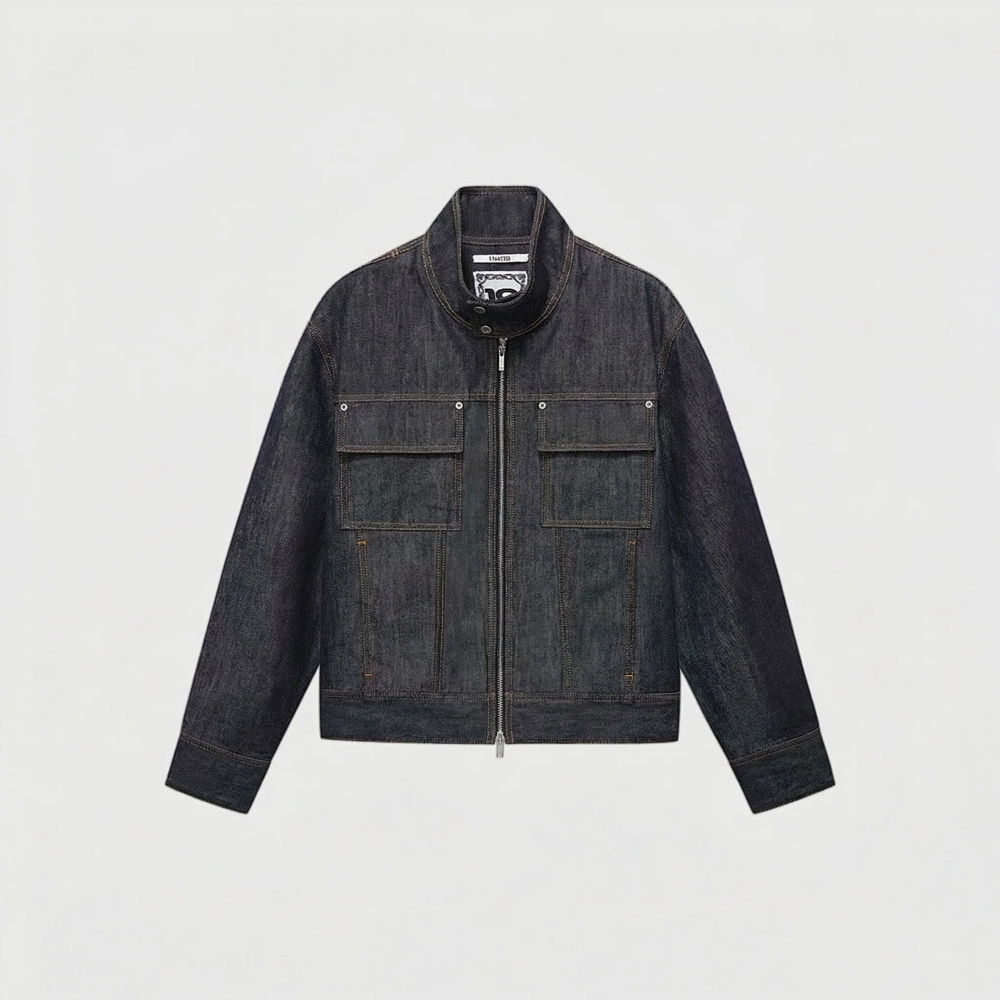 Stand Collar Denim Jacket - Image 6
