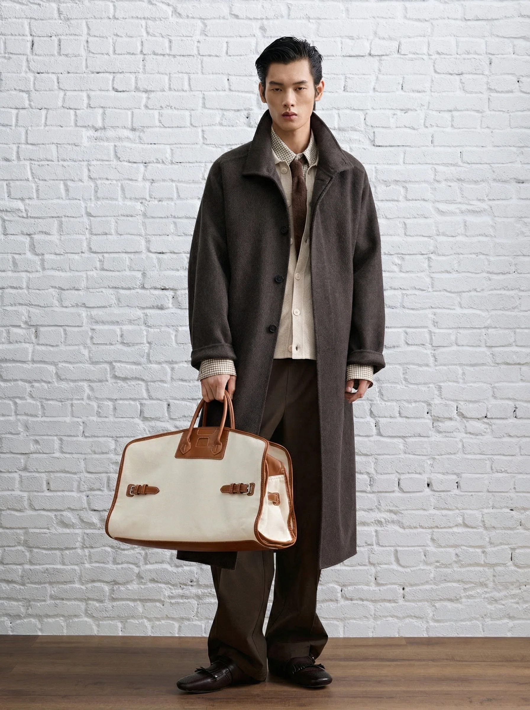 Stand-Collar Double-Faced Cashmere Wool Overcoat - Image 2