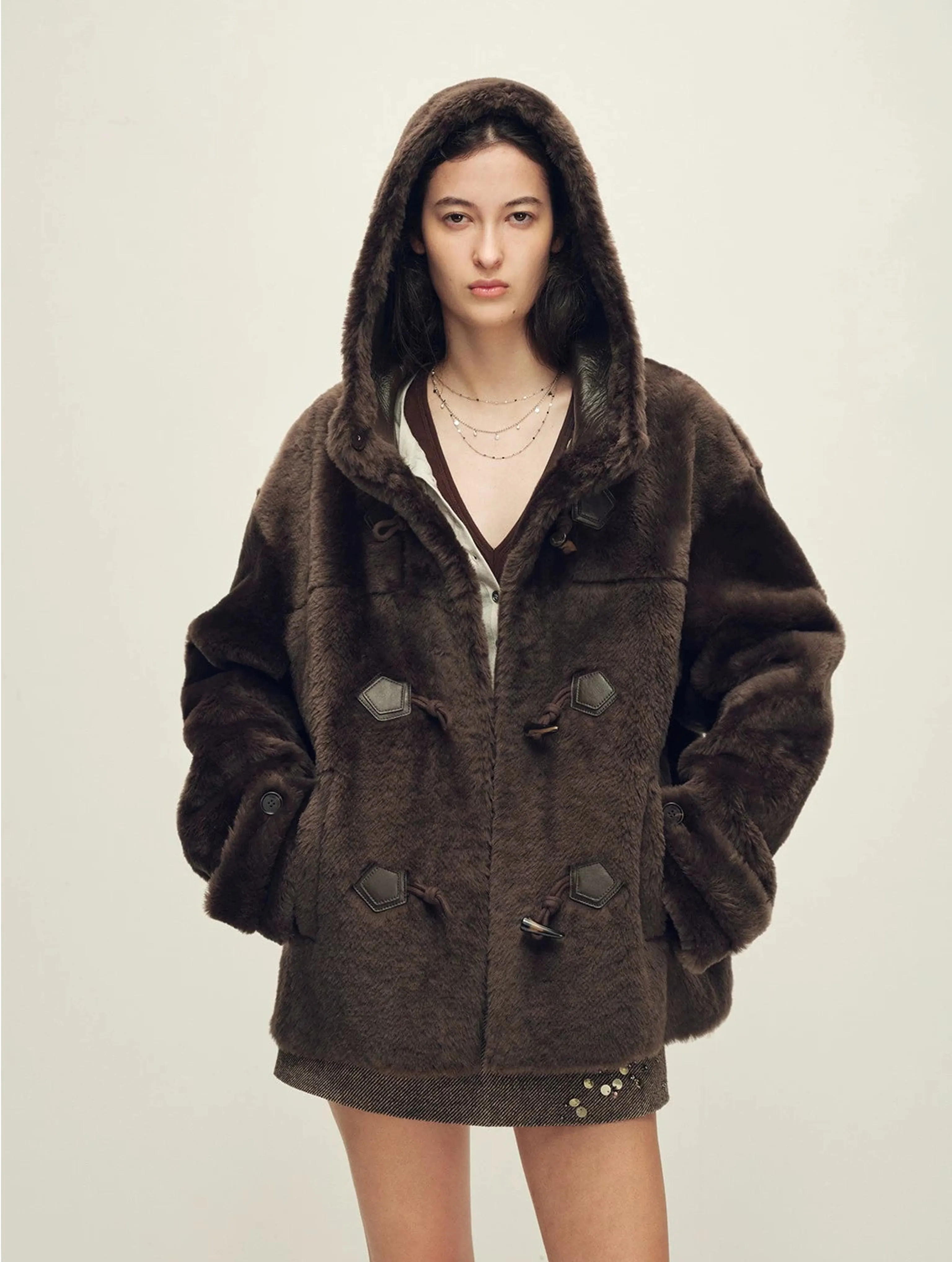 Stand Collar Fur Coat - Image 29