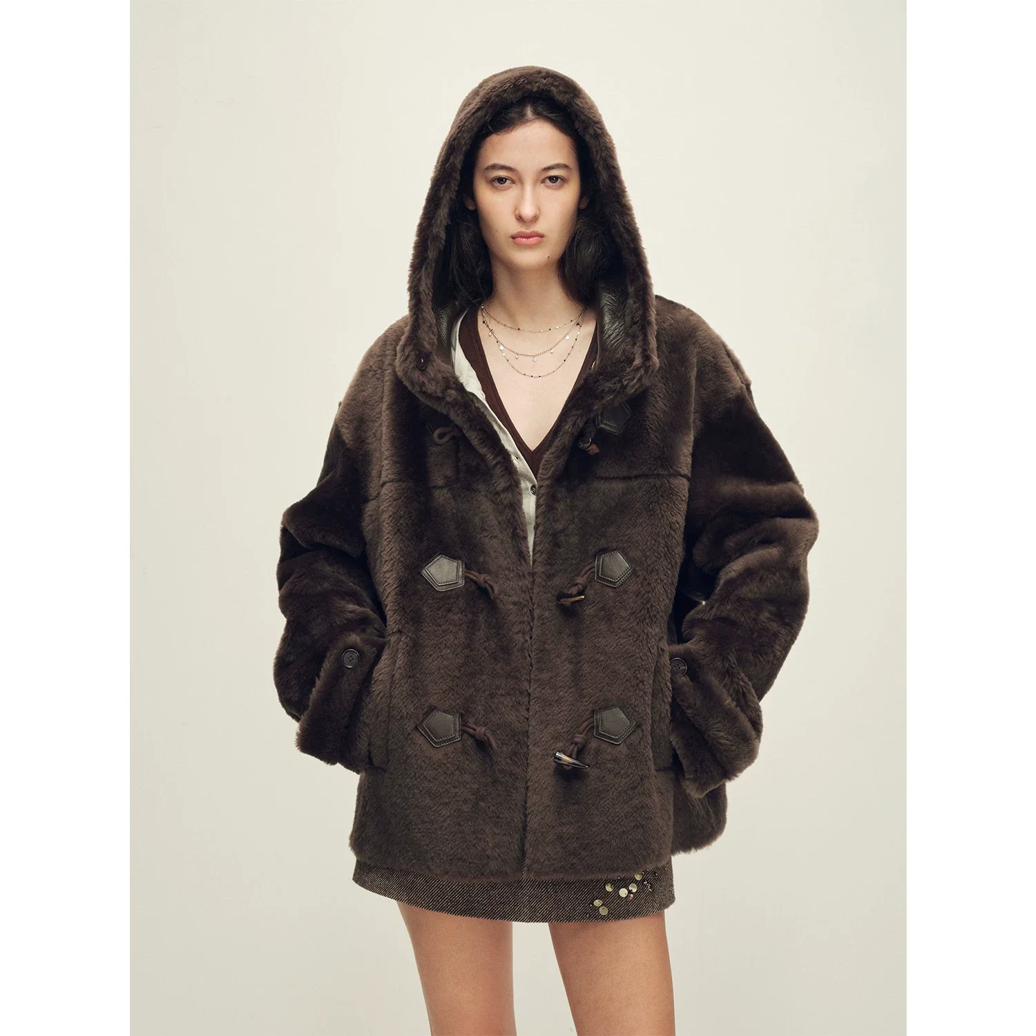 Stand Collar Fur Coat - Image 9