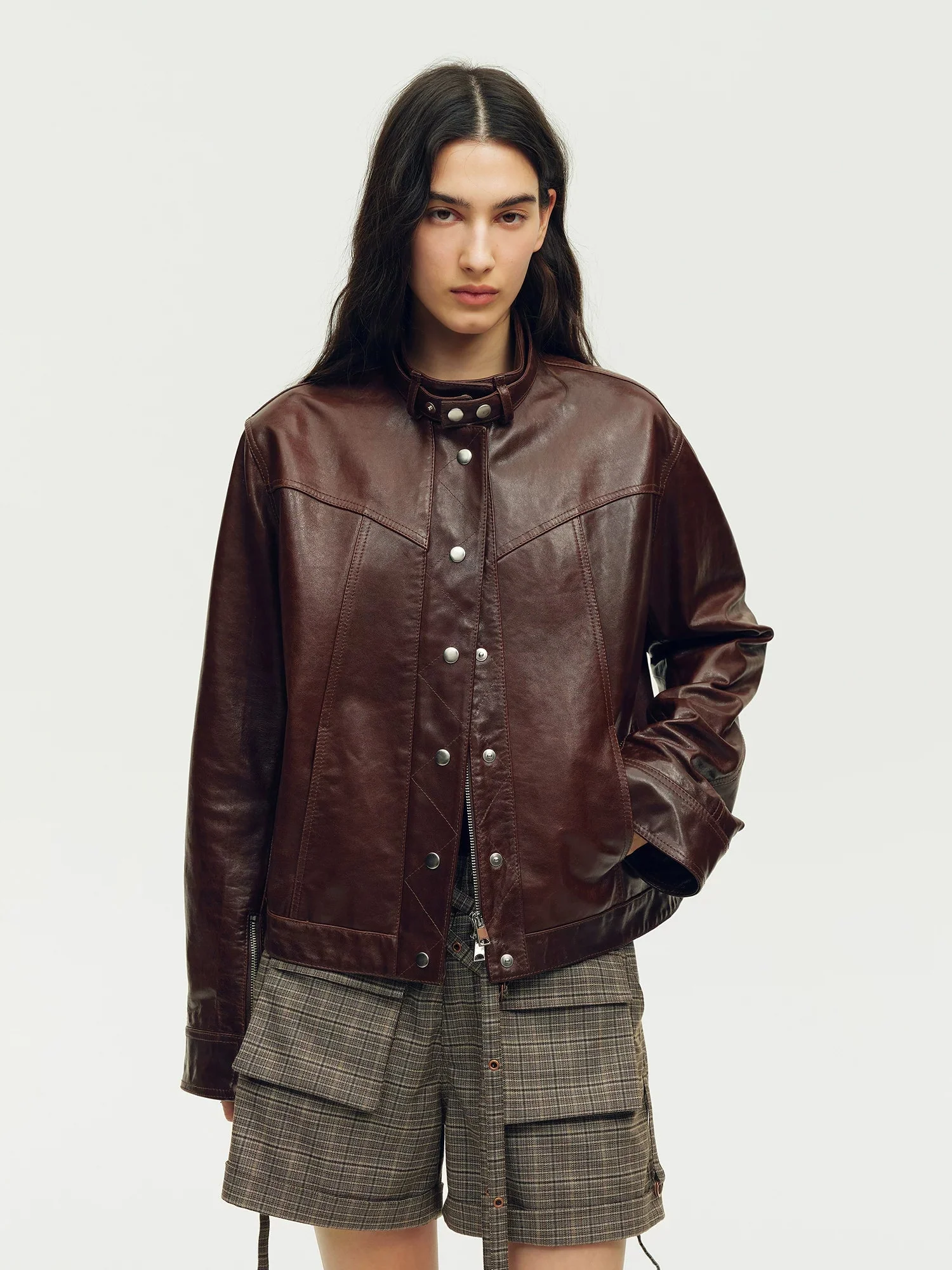 Stand-Collar Leather Jacket - Image 2