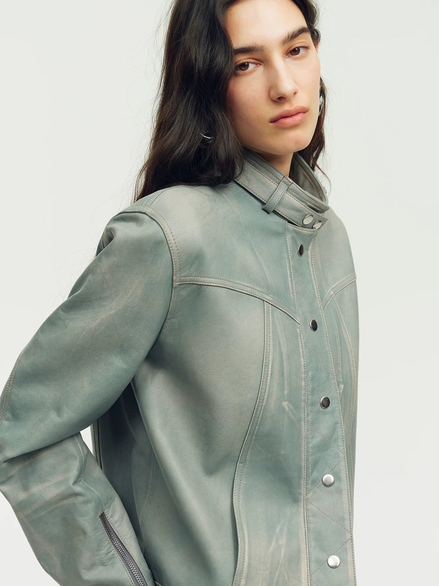 Stand-Collar Leather Jacket - Image 7