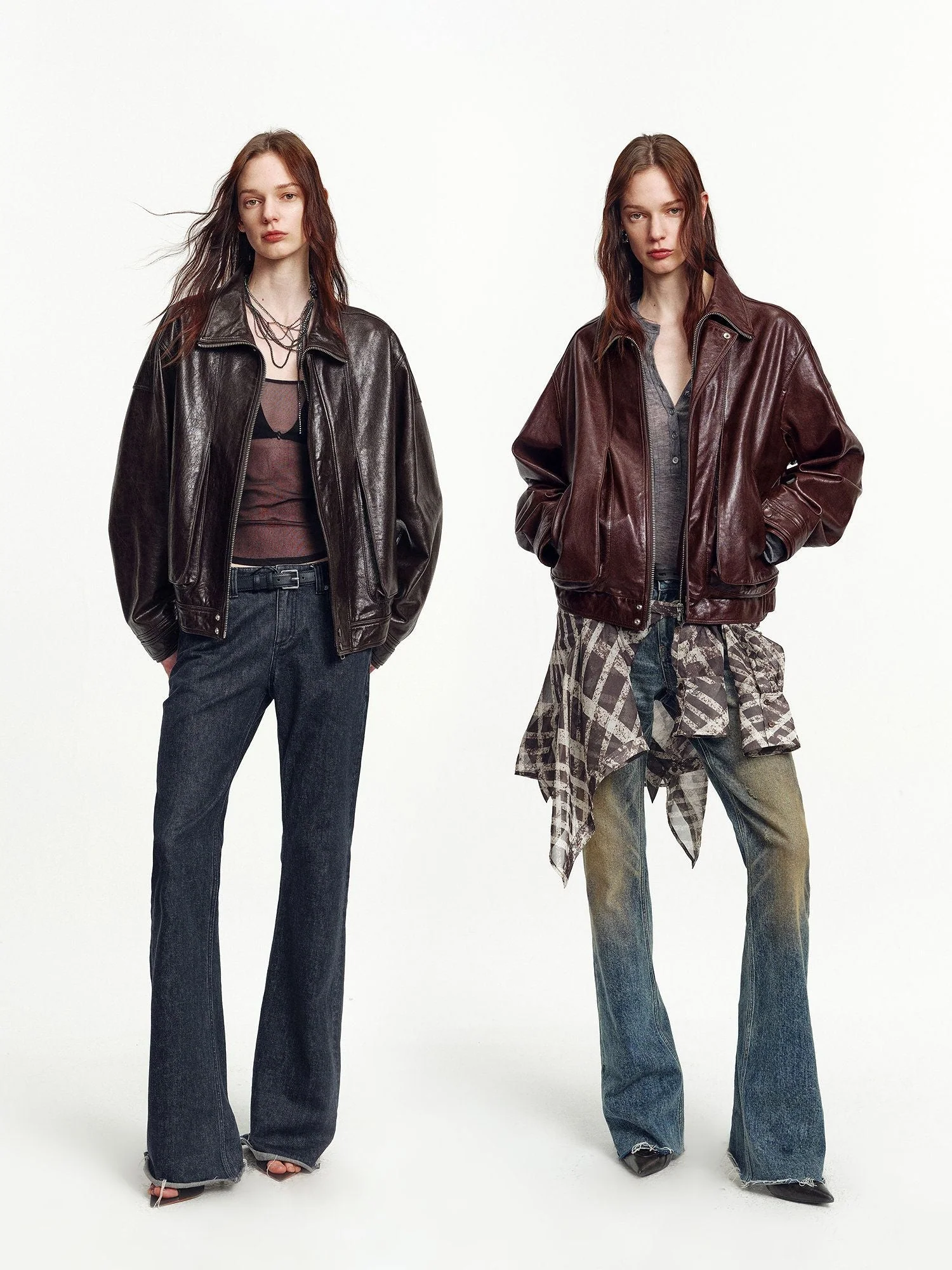 Stand Collar Leather Jacket - Image 3