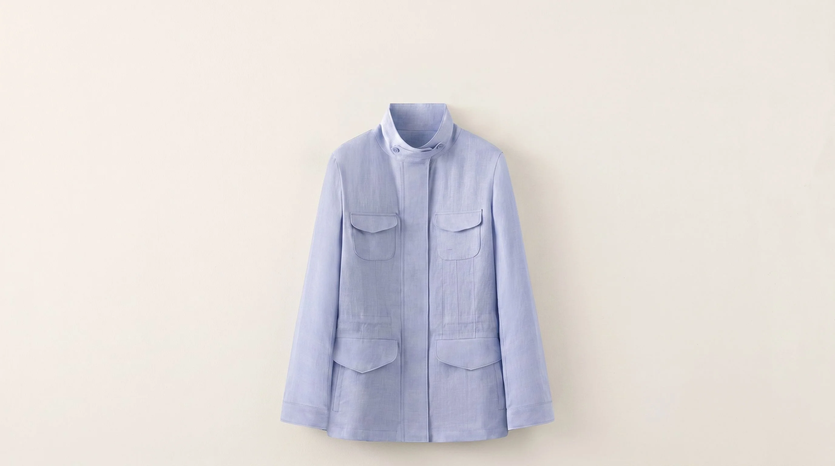 Stand Collar Linen Jacket - Image 6