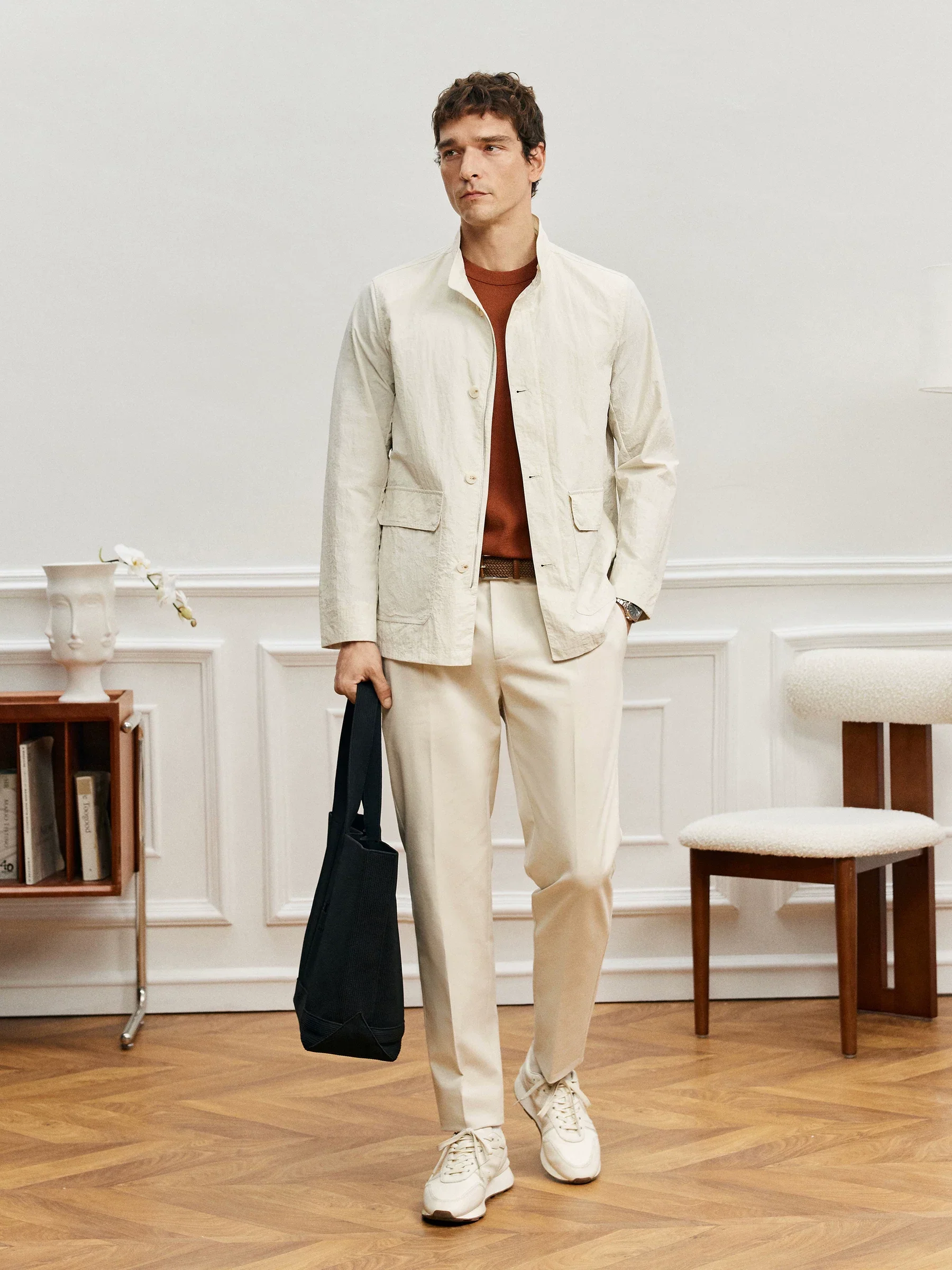Stand-Collar Micro-Wrinkle Jacket - Image 2