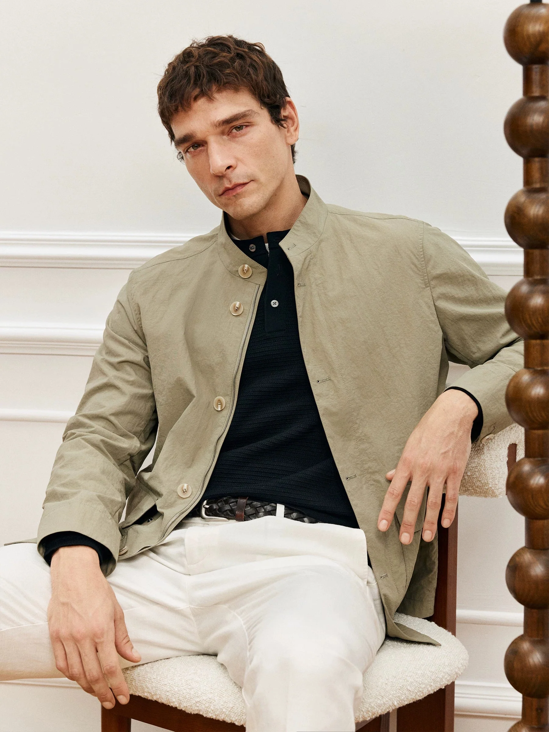 Stand-Collar Micro-Wrinkle Jacket - Image 4