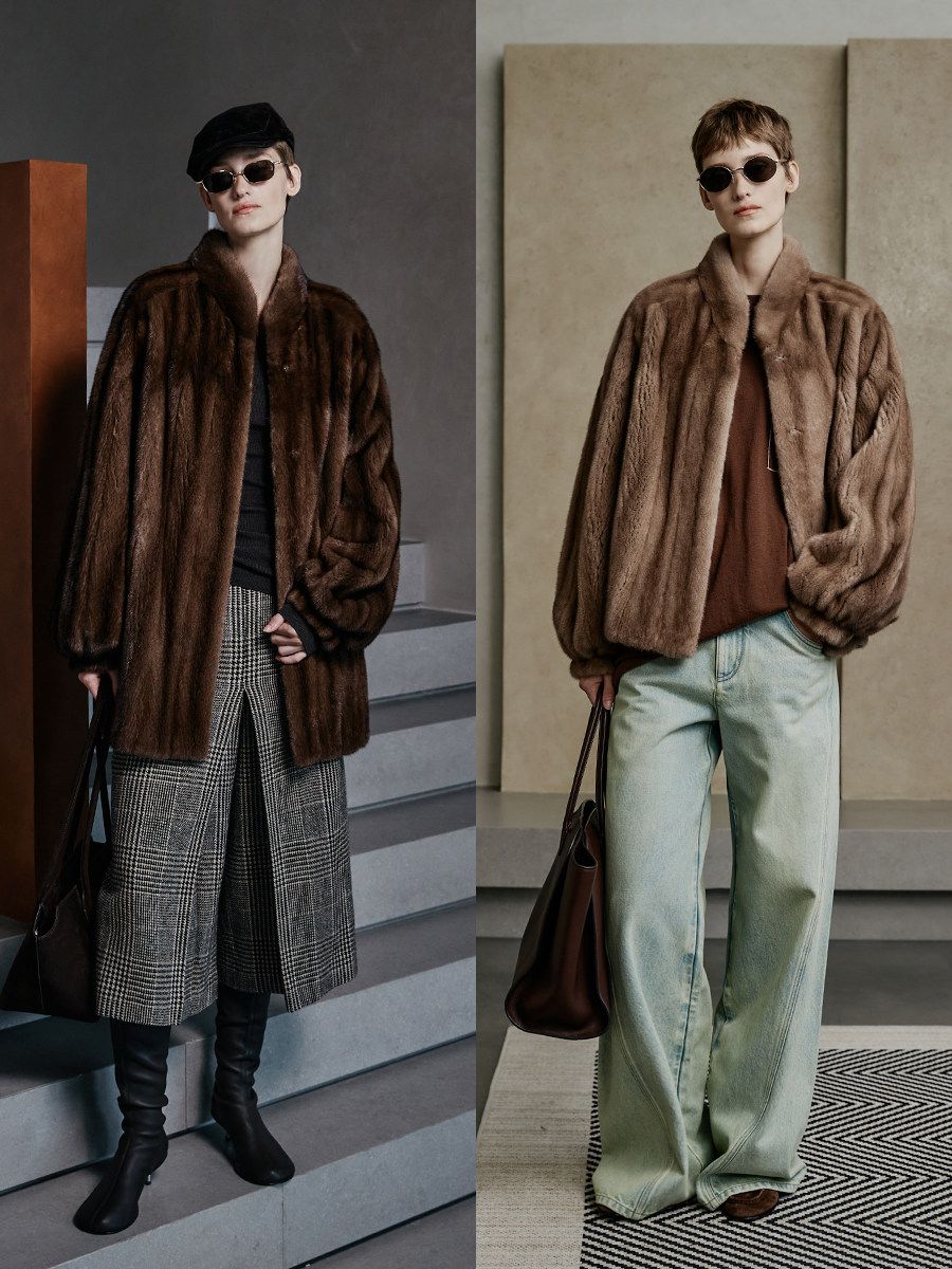 Stand Collar Mink Jacket