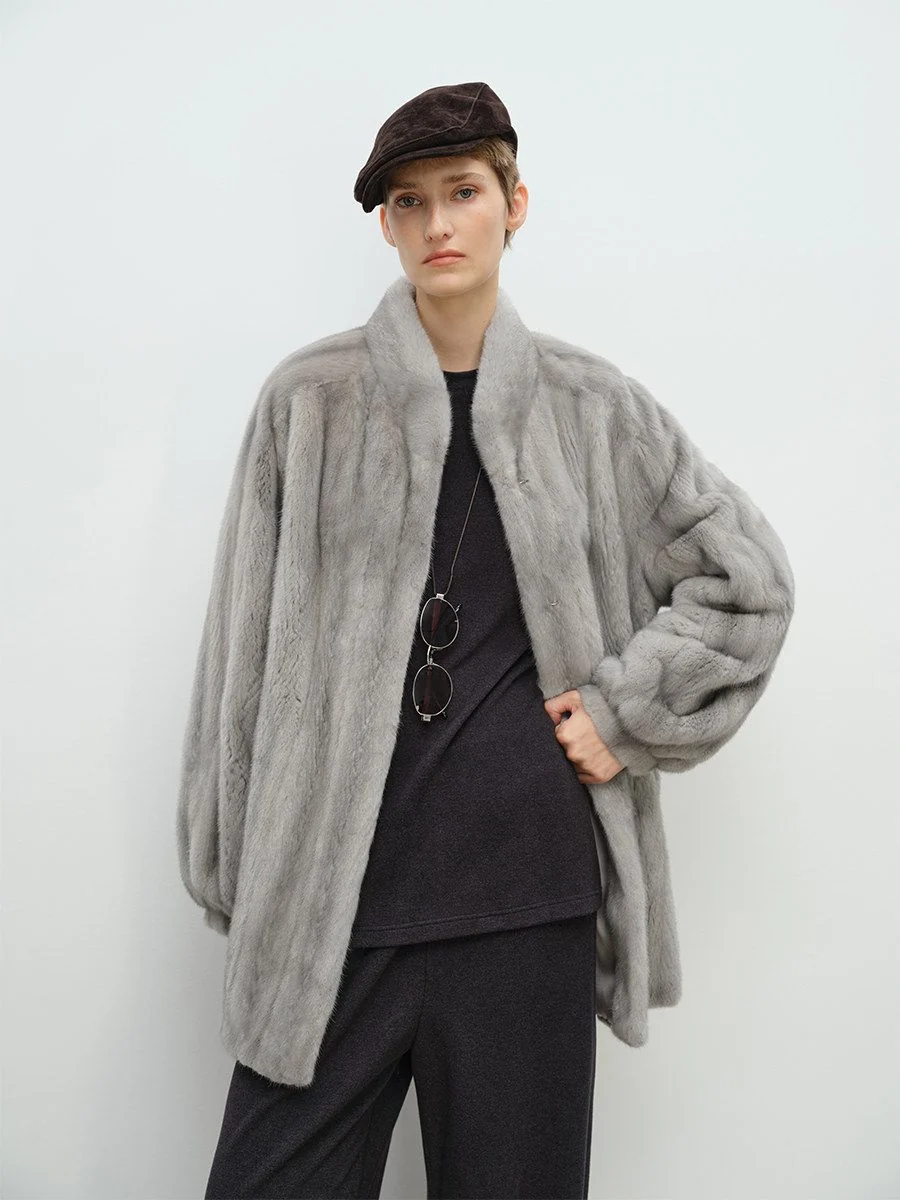 Stand Collar Mink Jacket - Image 2