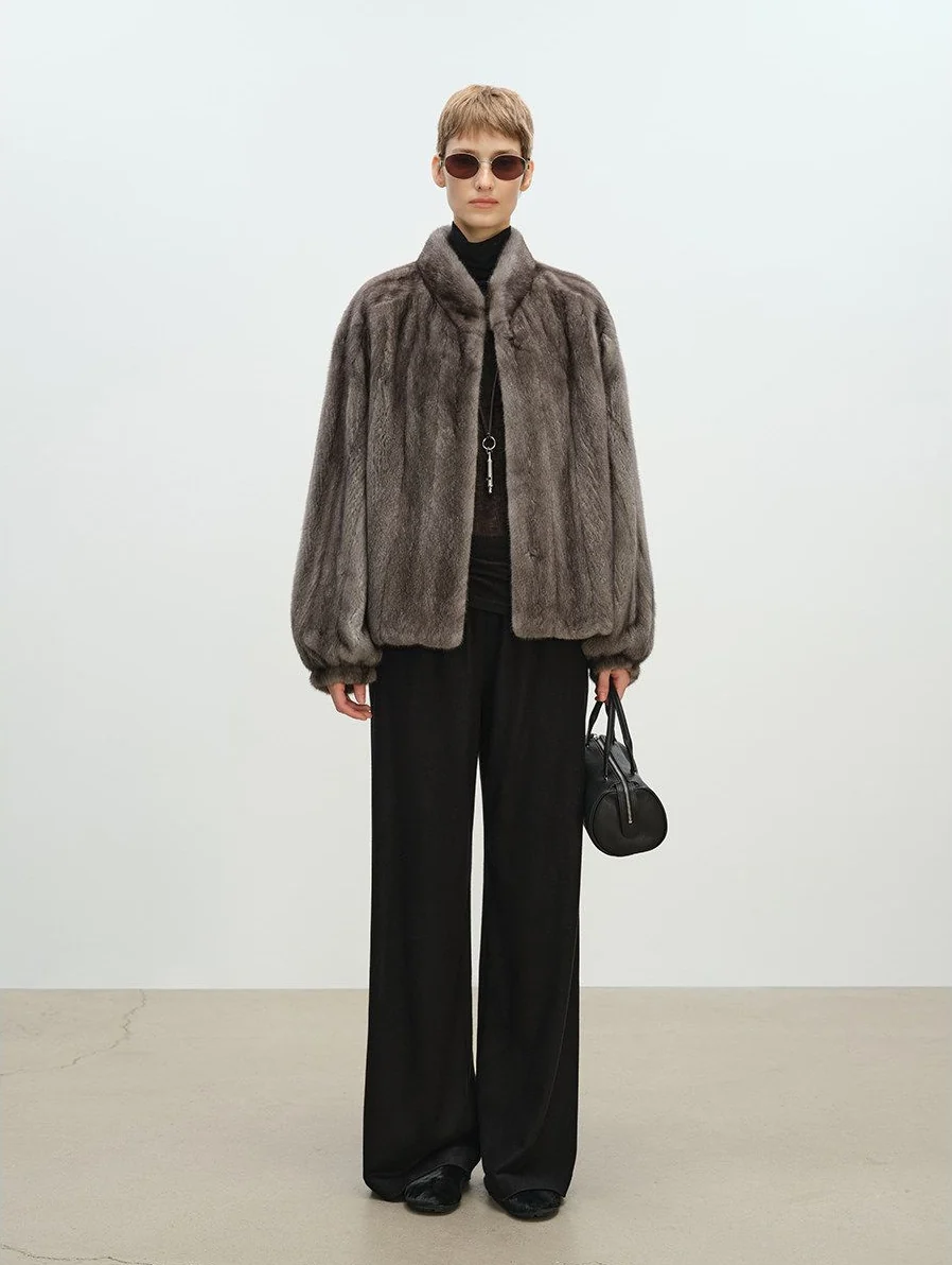 Stand Collar Mink Jacket - Image 7