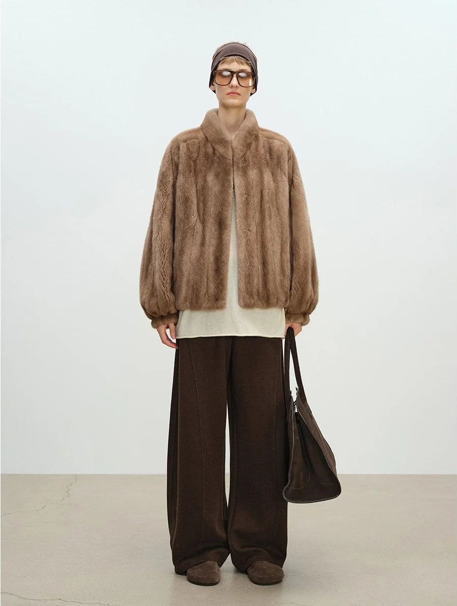 Stand Collar Mink Jacket - Image 8