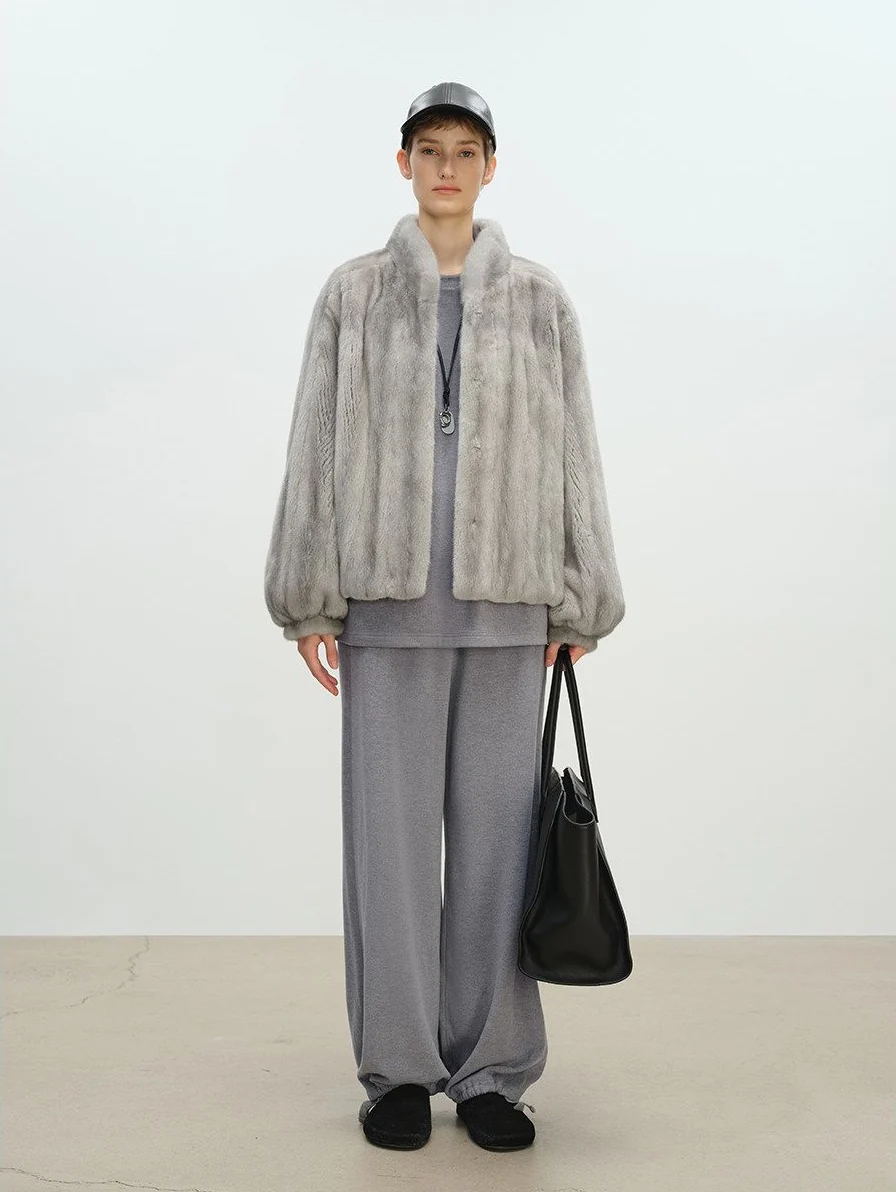Stand Collar Mink Jacket - Image 9
