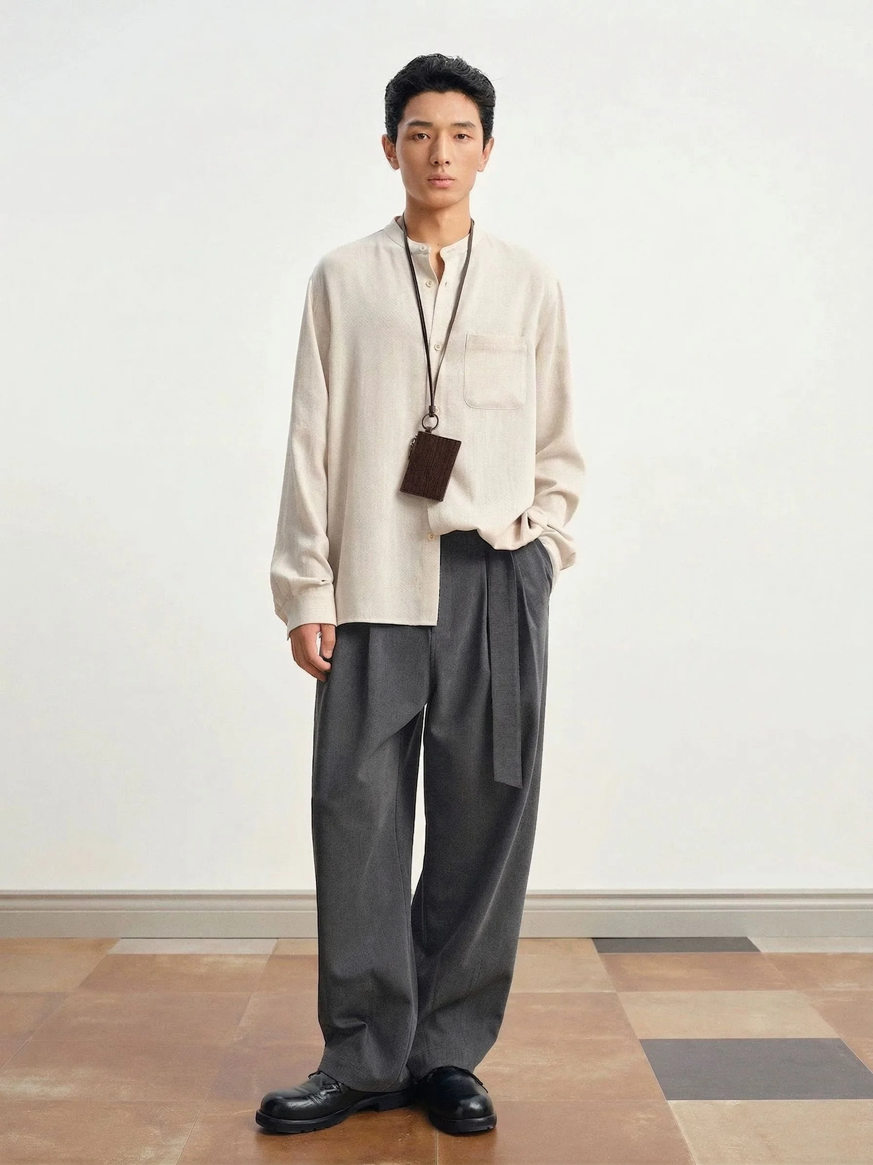 Stand-Collar Oversized Shirt - Image 3