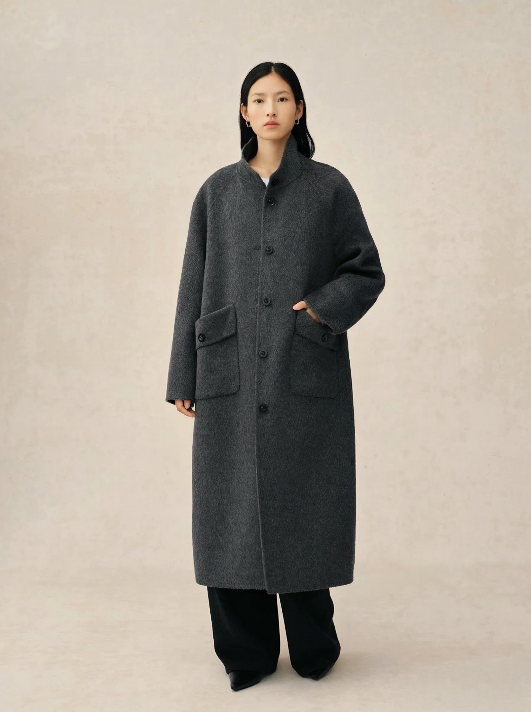 Stand-Collar Patch-Pocket Coat - Image 2