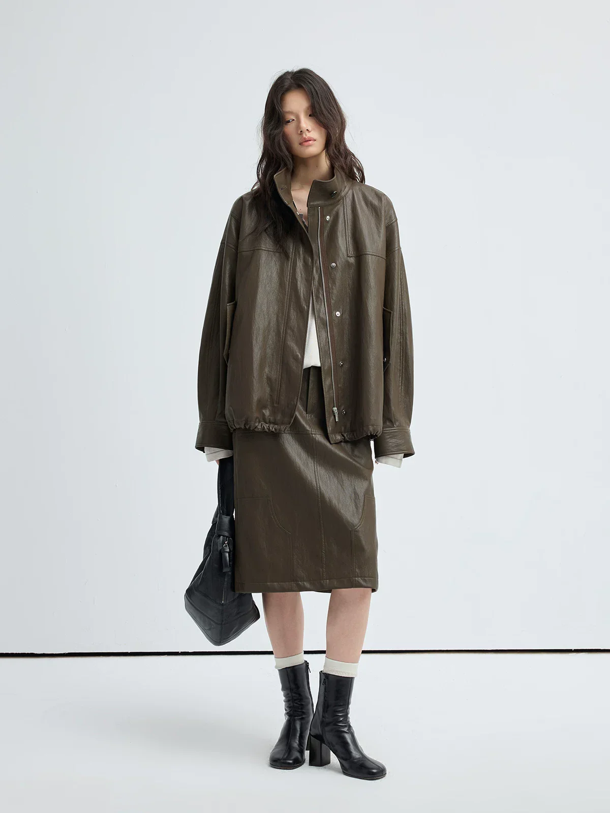 Stand Collar PU Jacket - Image 2