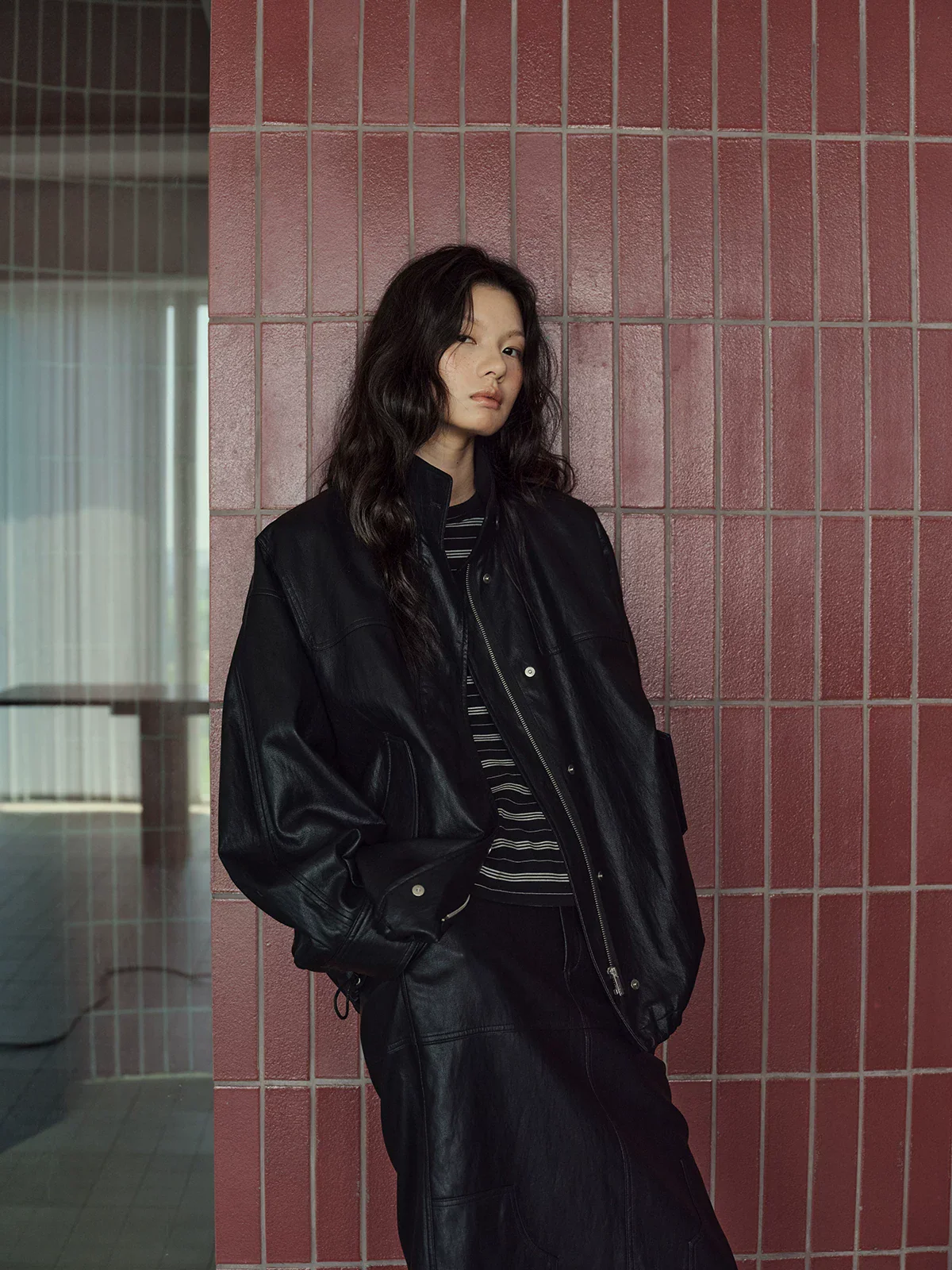 Stand Collar PU Jacket - Image 5