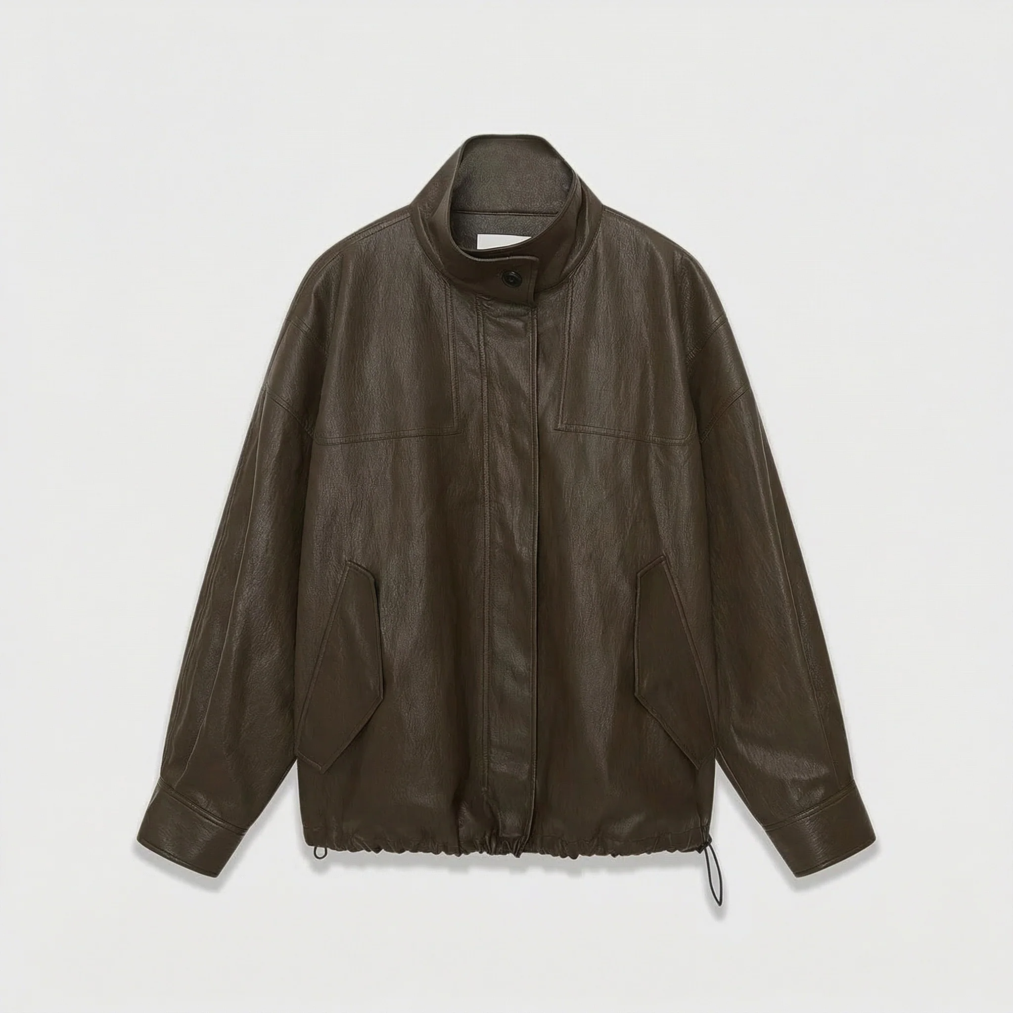 Stand Collar PU Jacket - Image 7