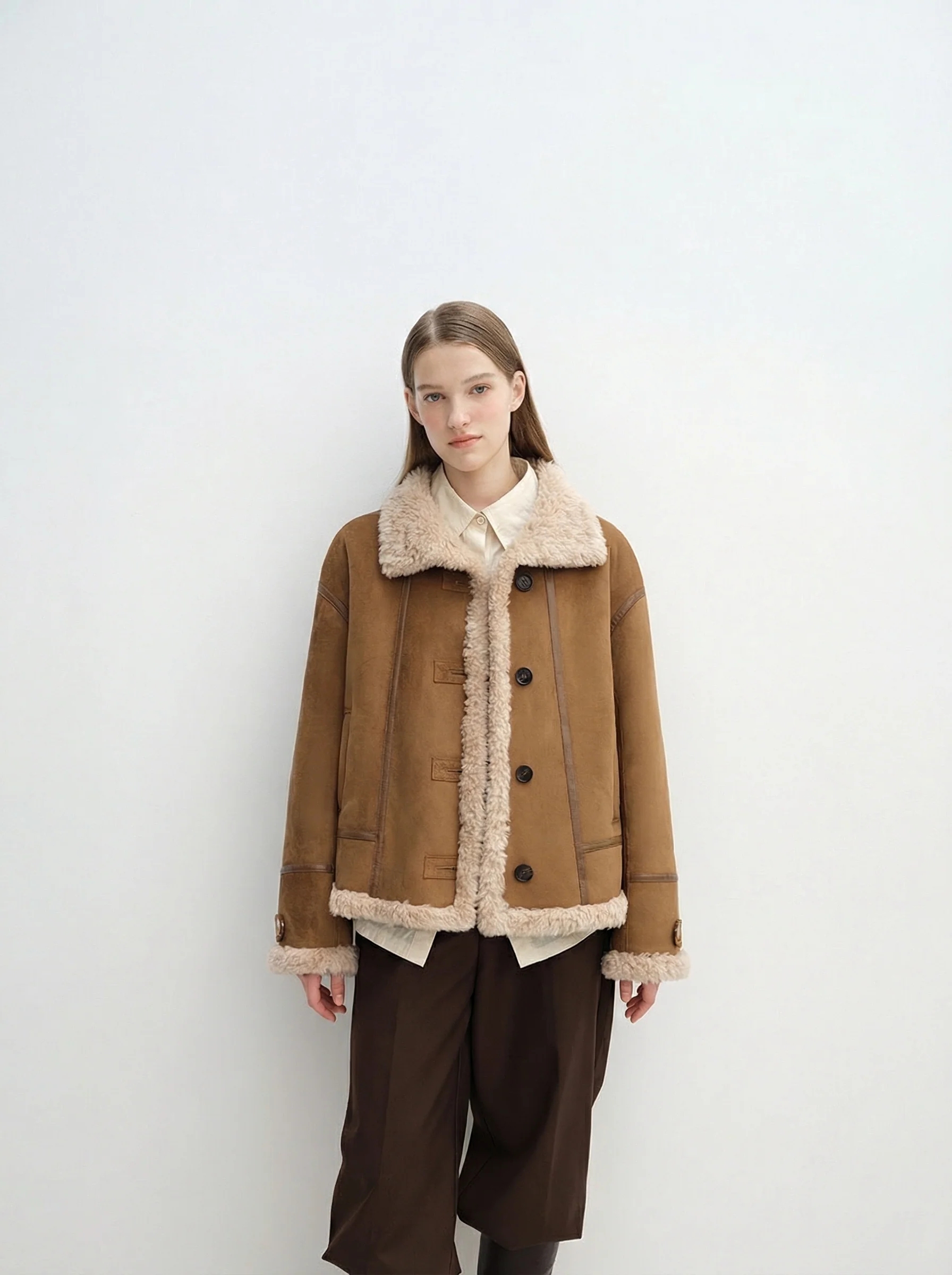 Stand-Collar Shearling-Trim Jacket - Image 3