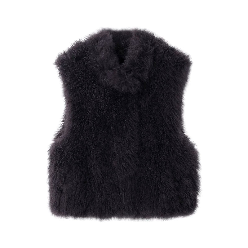 Stand-Collar Shearling Vest - Image 7