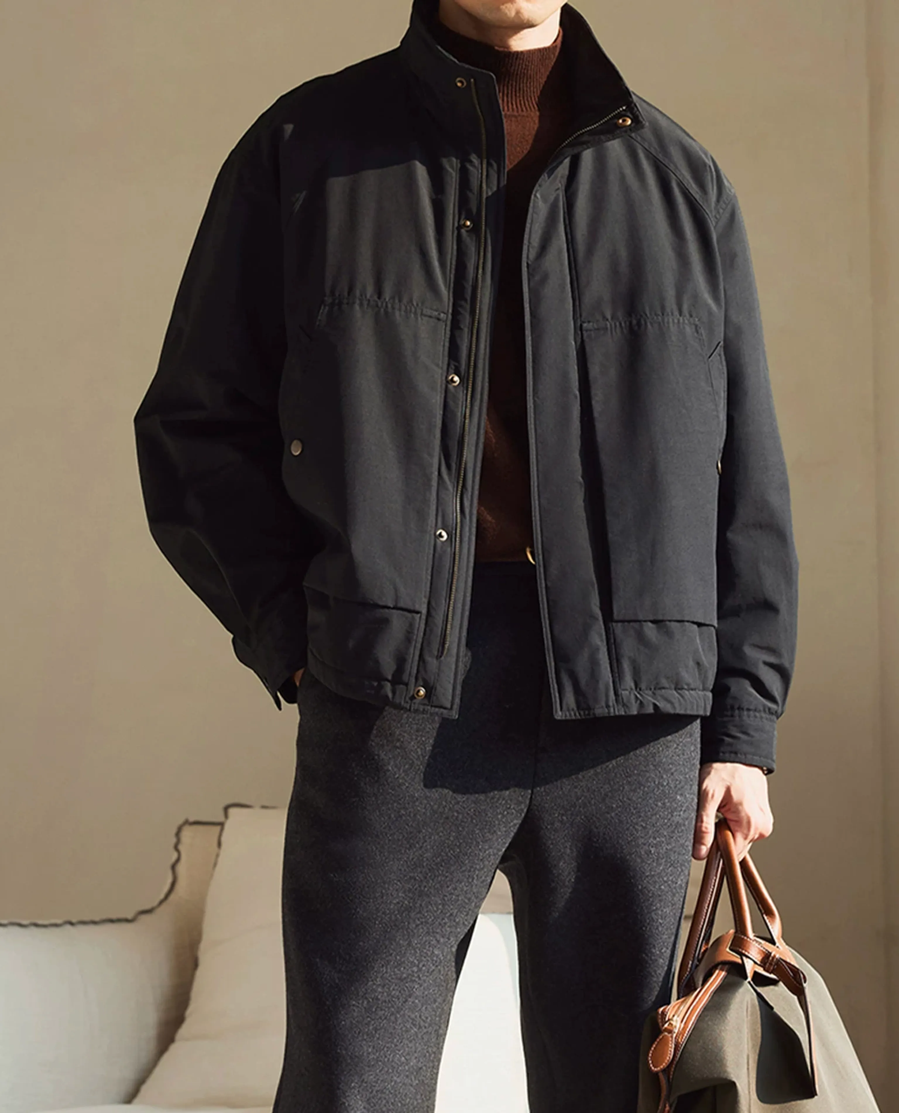 Stand-Collar Thermal Cotton Work Jacket - Image 2