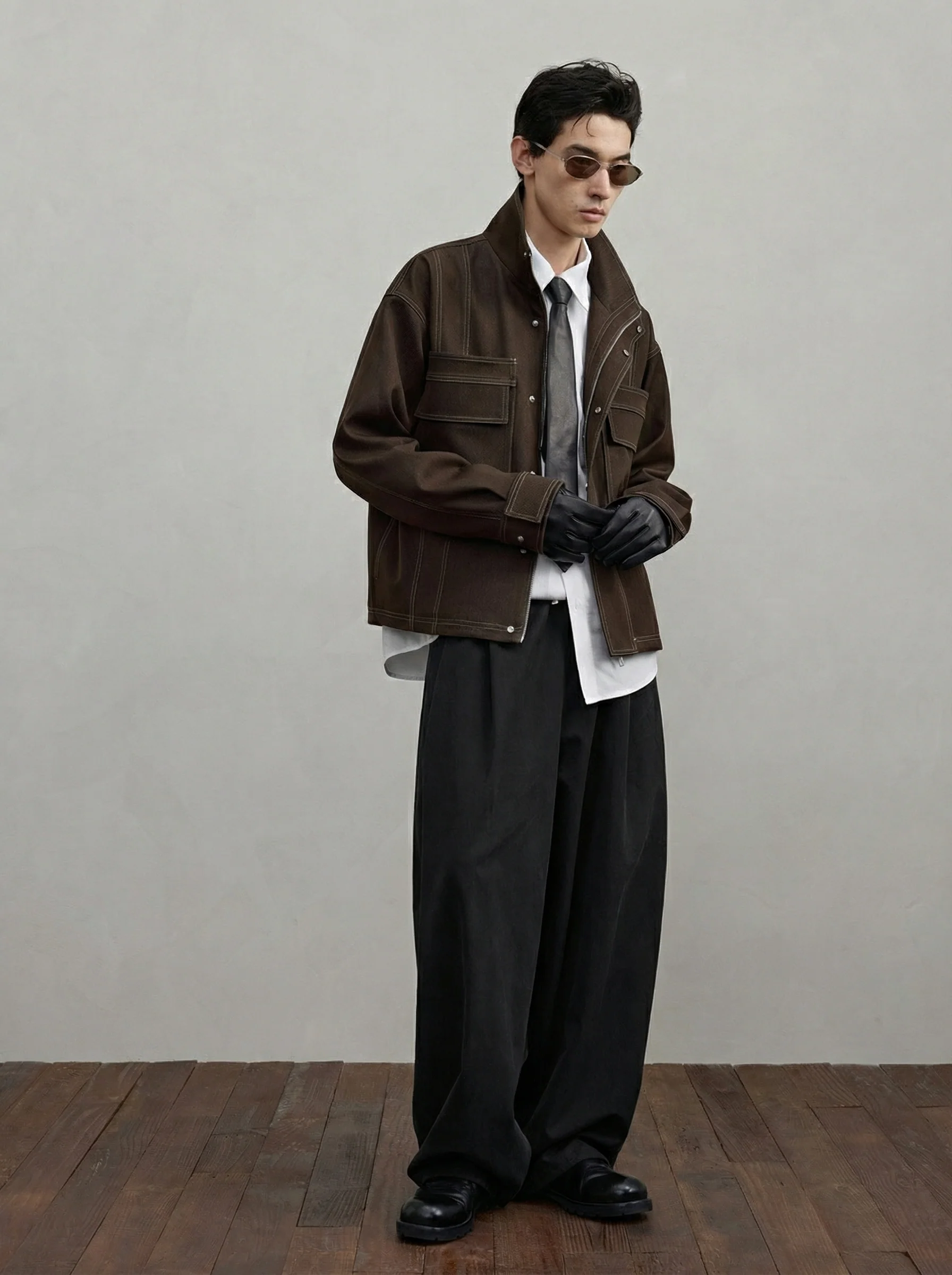 Stand-Collar Twill Utility Jacket - Image 3