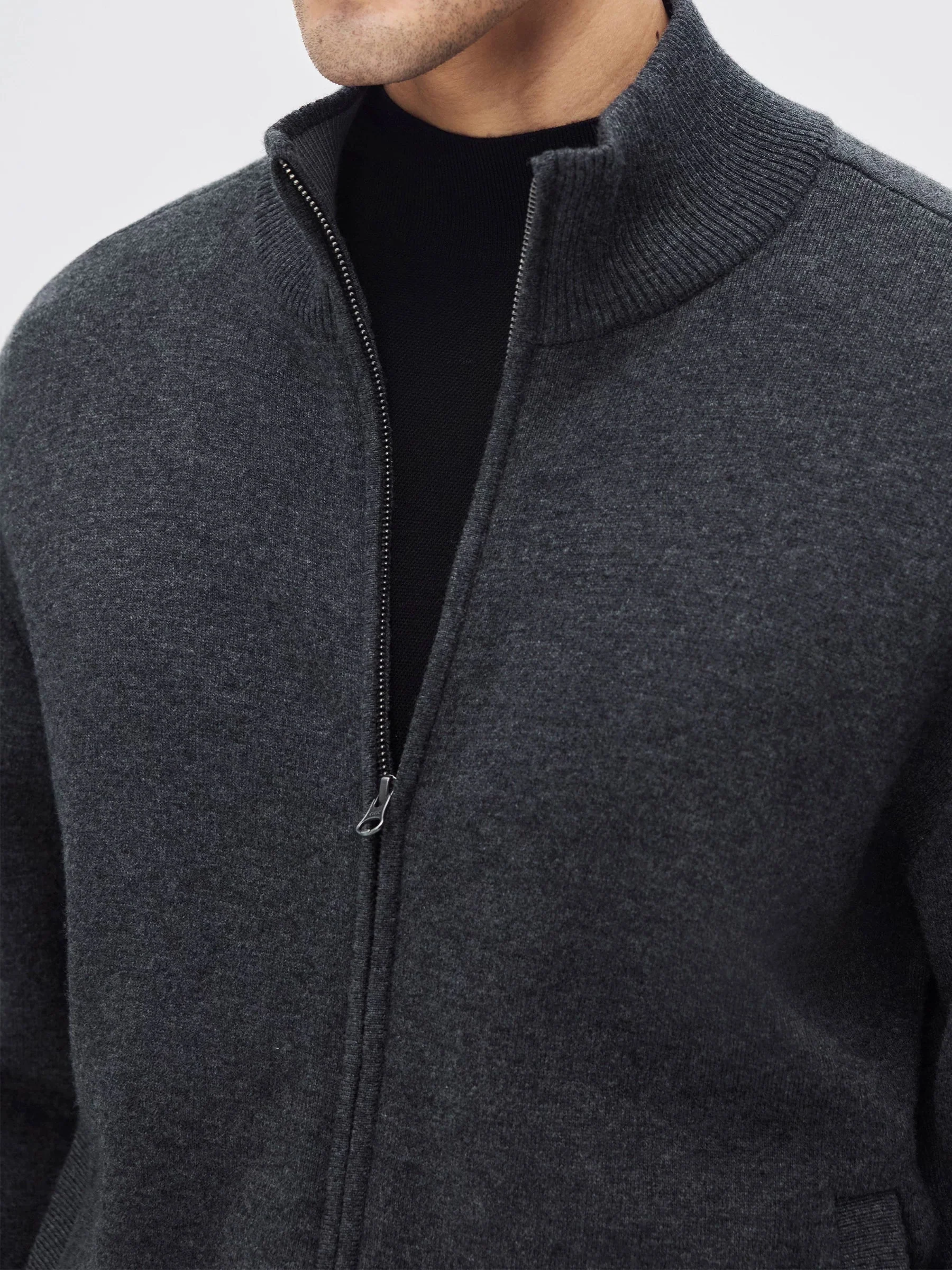 Stand-Collar Wool-Cashmere Zip Cardigan - Image 4