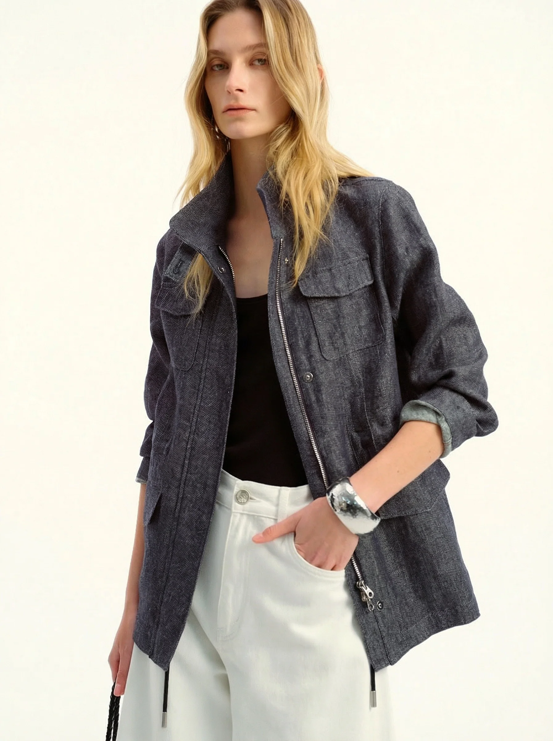 Stand Collar Zip Jacket