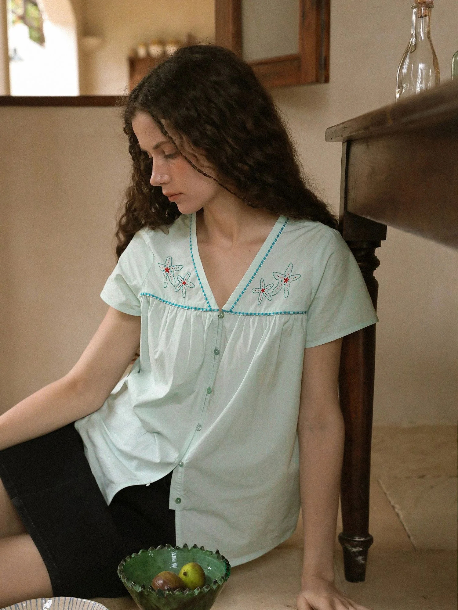 Starfish Embroidered Blouse
