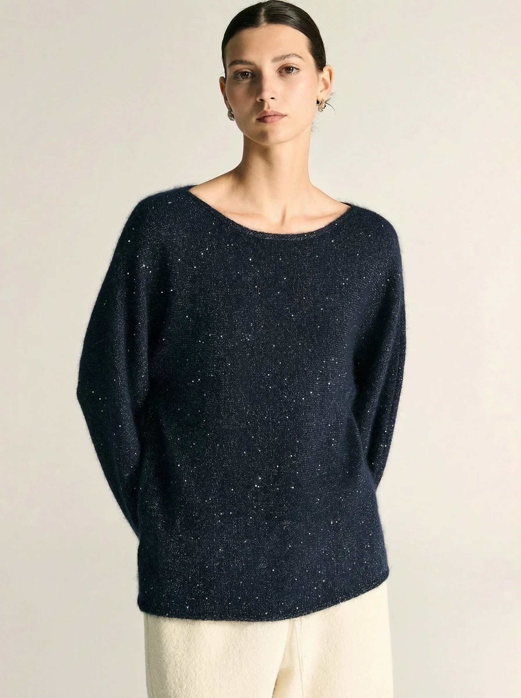 Starry Boat-Neck Sweater