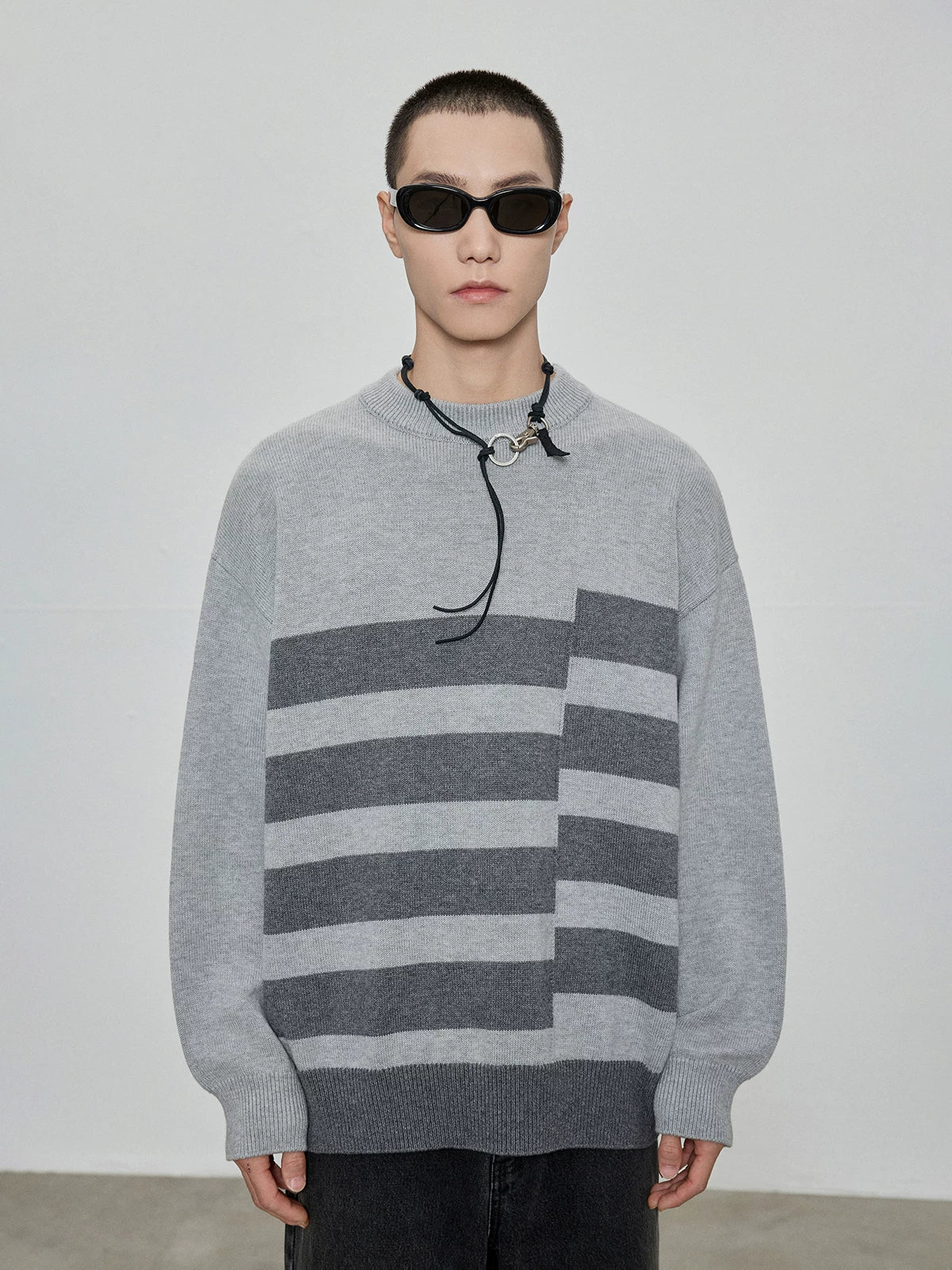 Stepped Stripe Wool-Cotton Crewneck - Image 4
