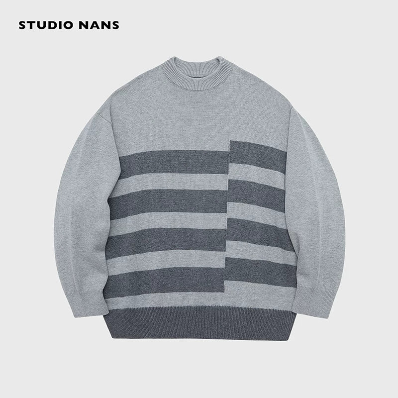 Stepped Stripe Wool-Cotton Crewneck - Image 7