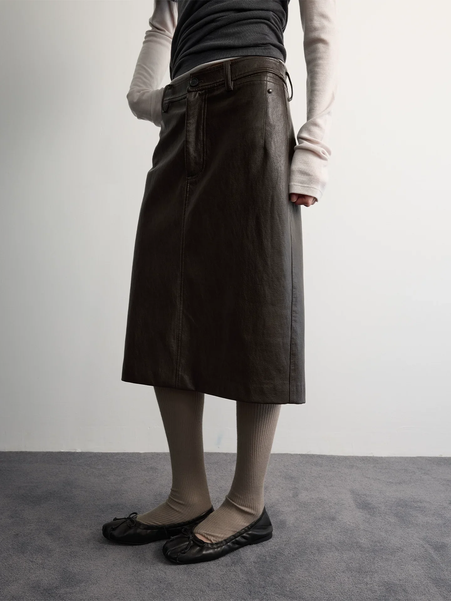 Straight PU Midi Skirt - Image 3