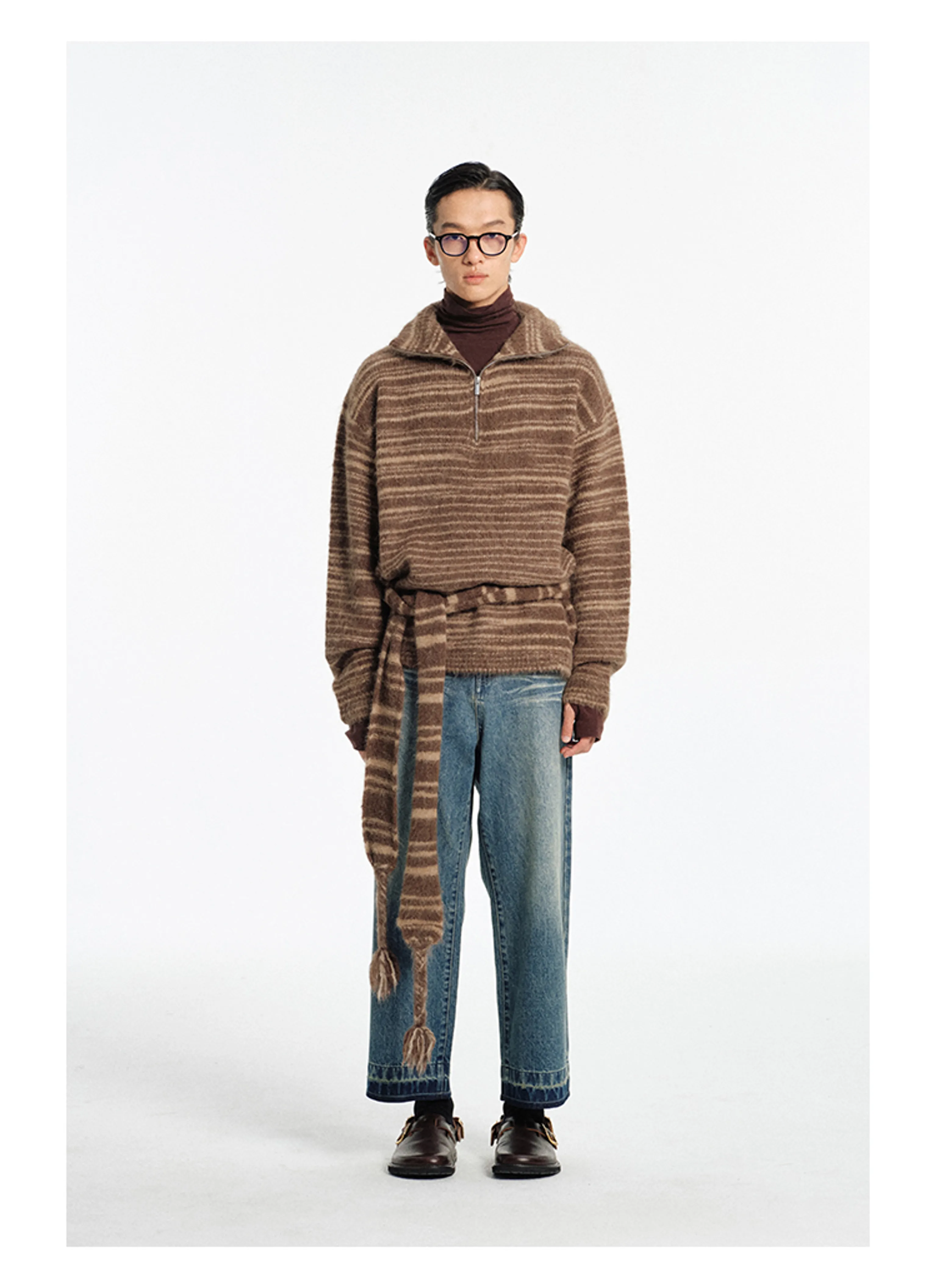 Striped Alpaca Turtleneck Sweater - Image 5