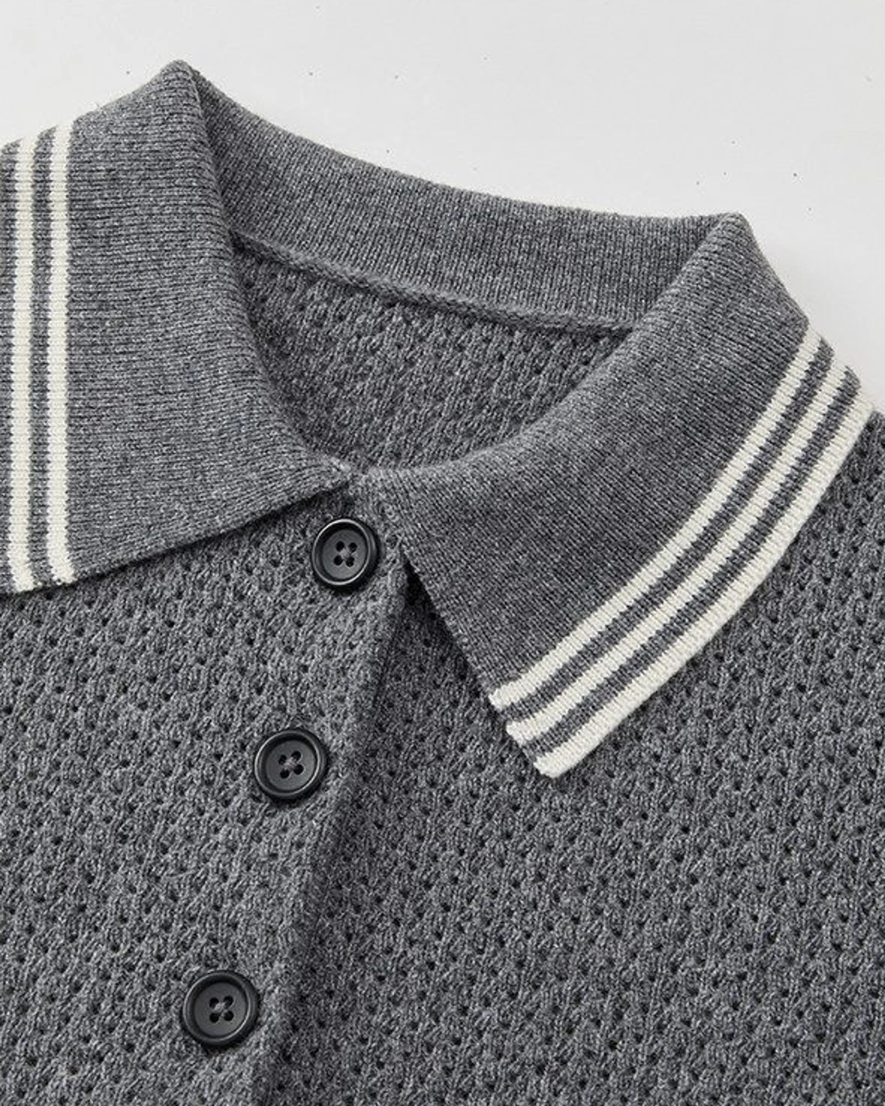 Striped-Collar Polo Sweater - Image 5