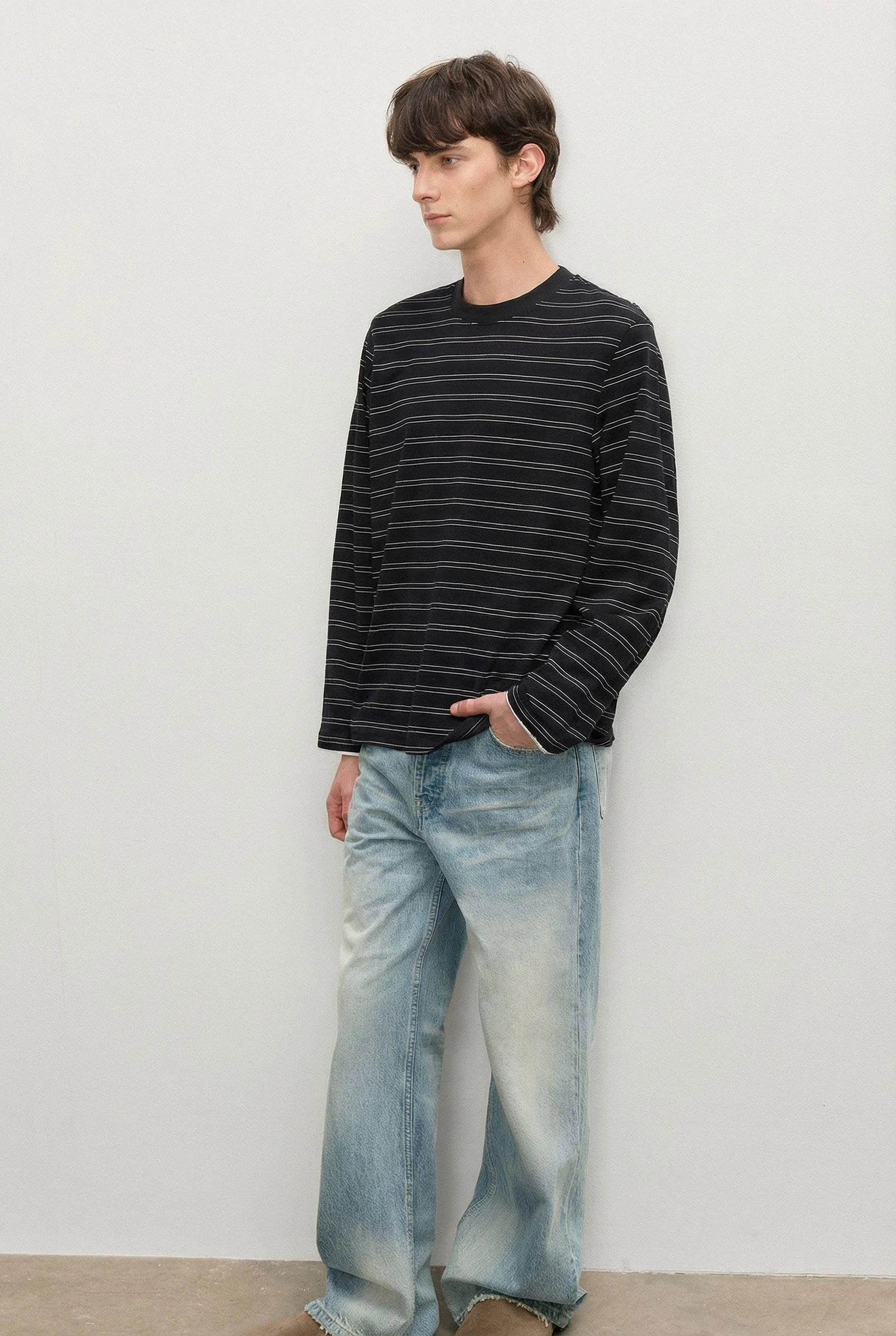 Striped Contrast-Cuff Tee - Image 2