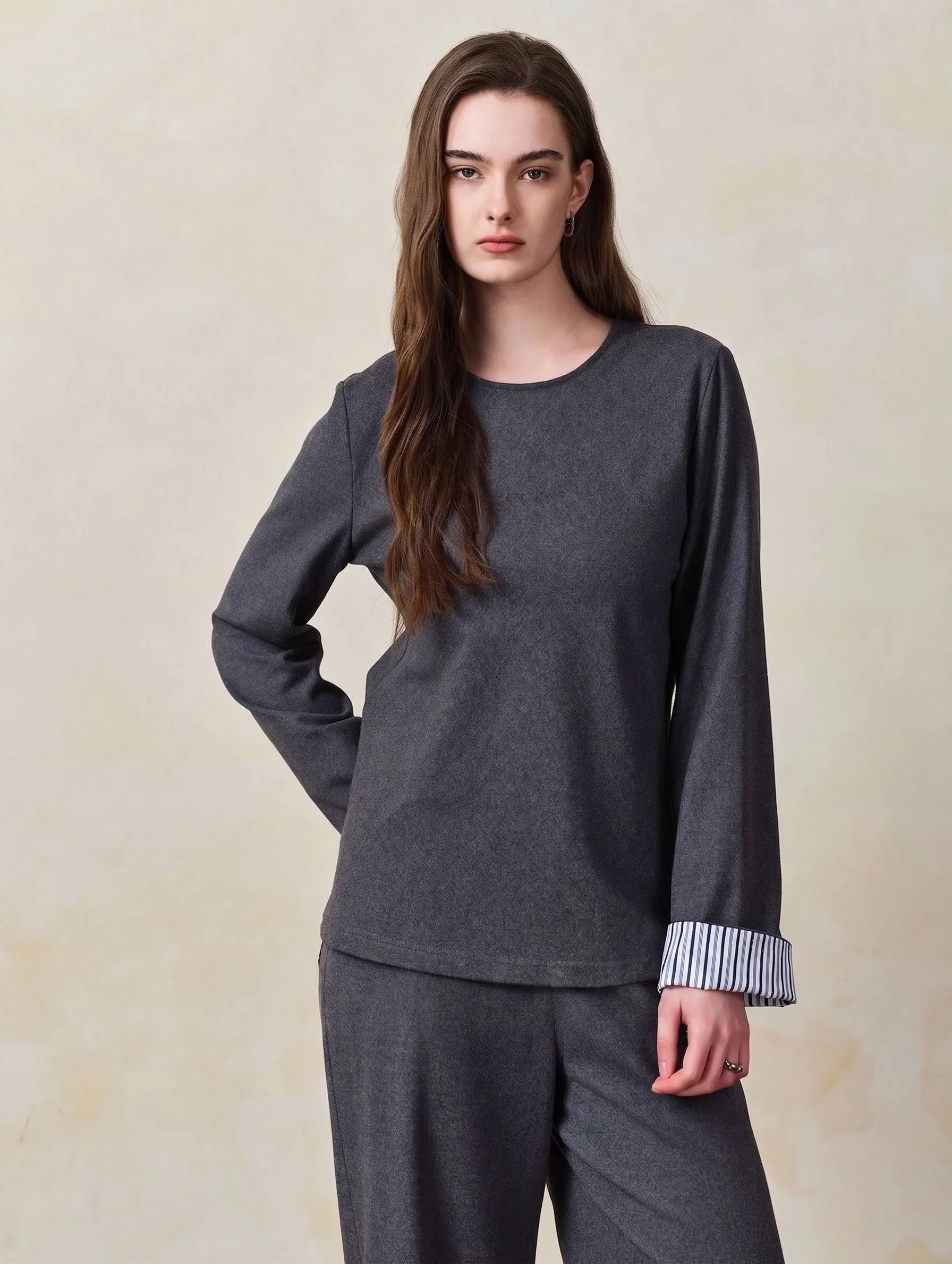Striped Cuff Wrap Top - Image 3