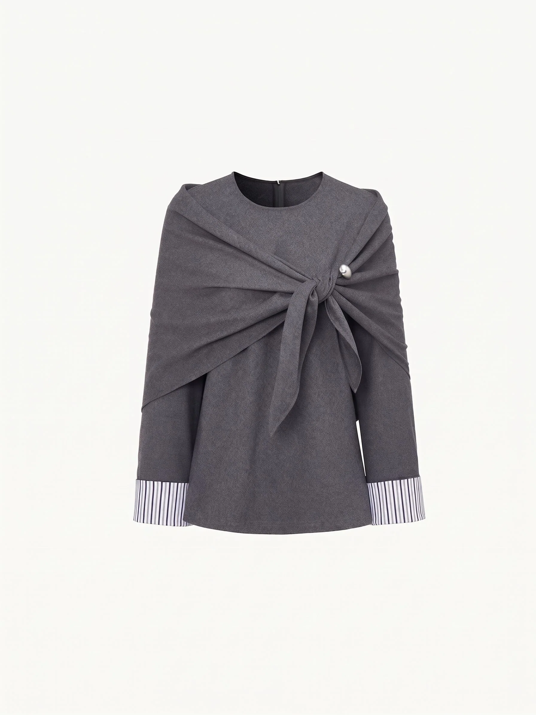 Striped Cuff Wrap Top - Image 5